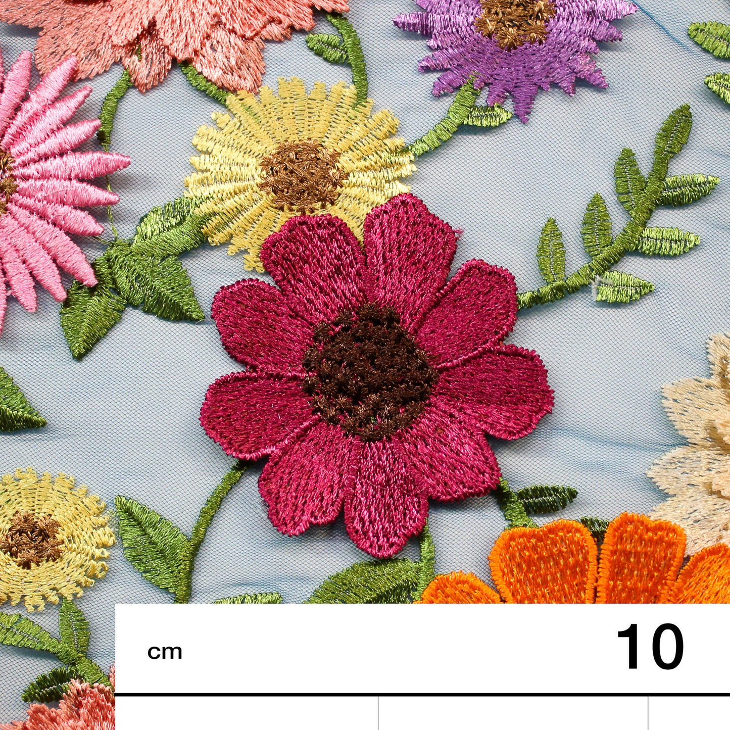 Multicolor 3D Floral Embroidered Tulle