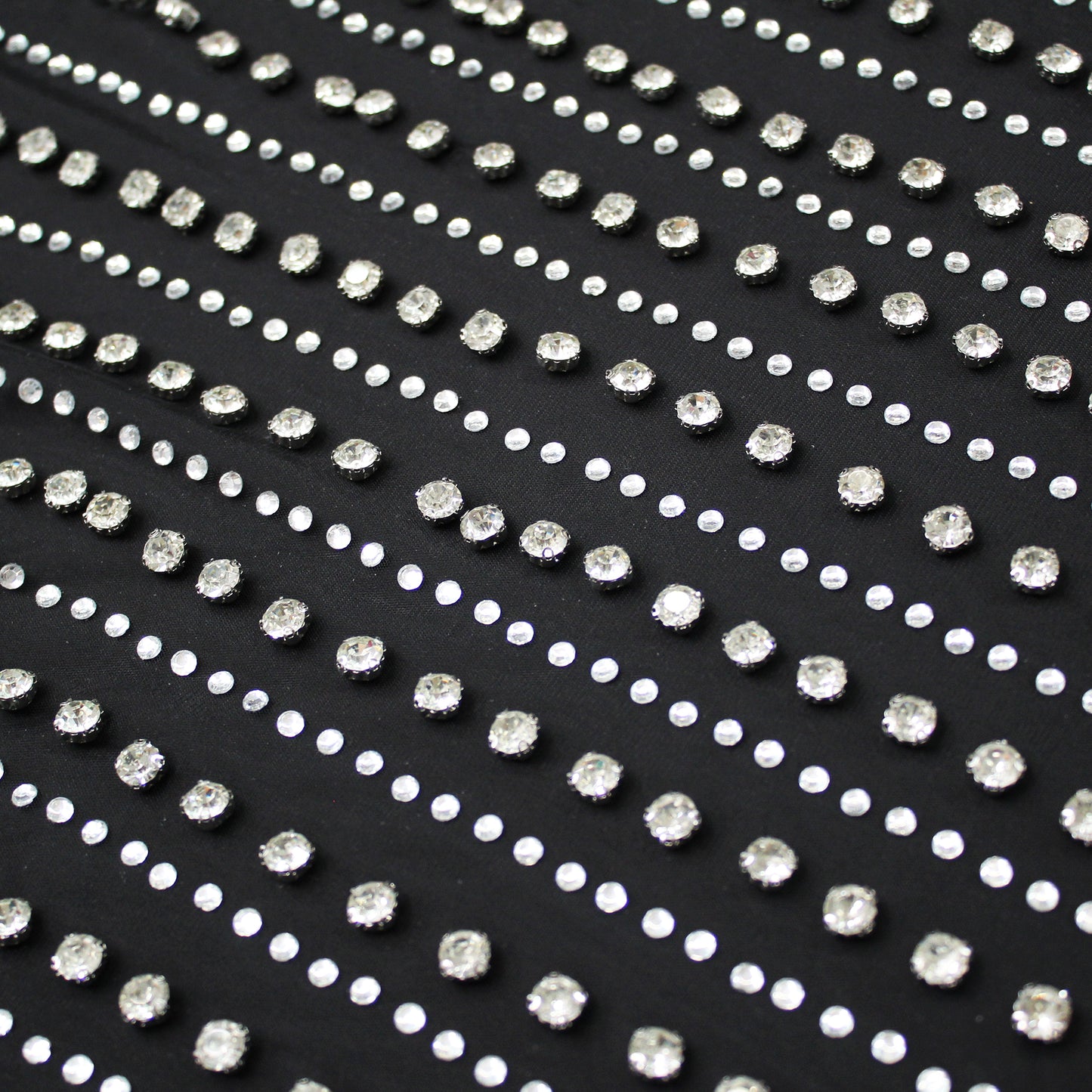 Embroidered Tulle with Horizontal Strass and Diamond Bands