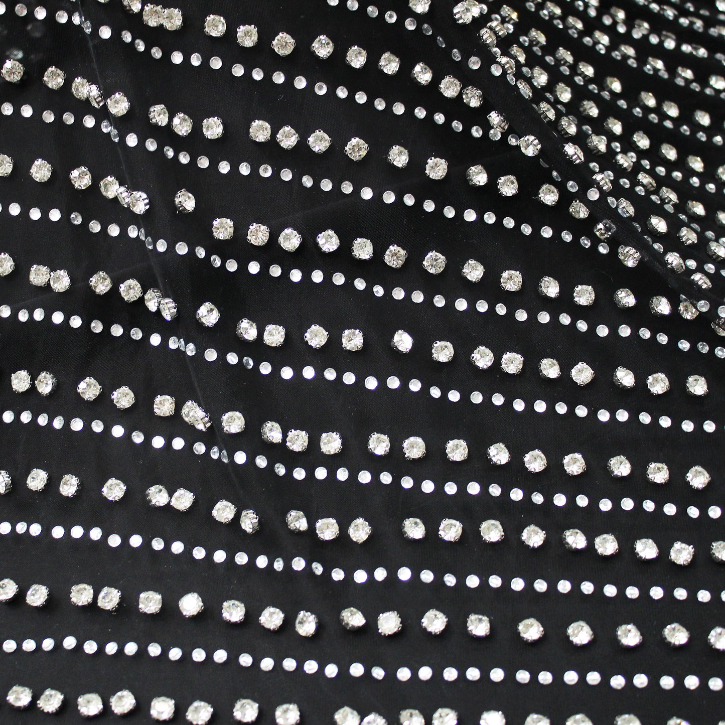 Embroidered Tulle with Horizontal Strass and Diamond Bands