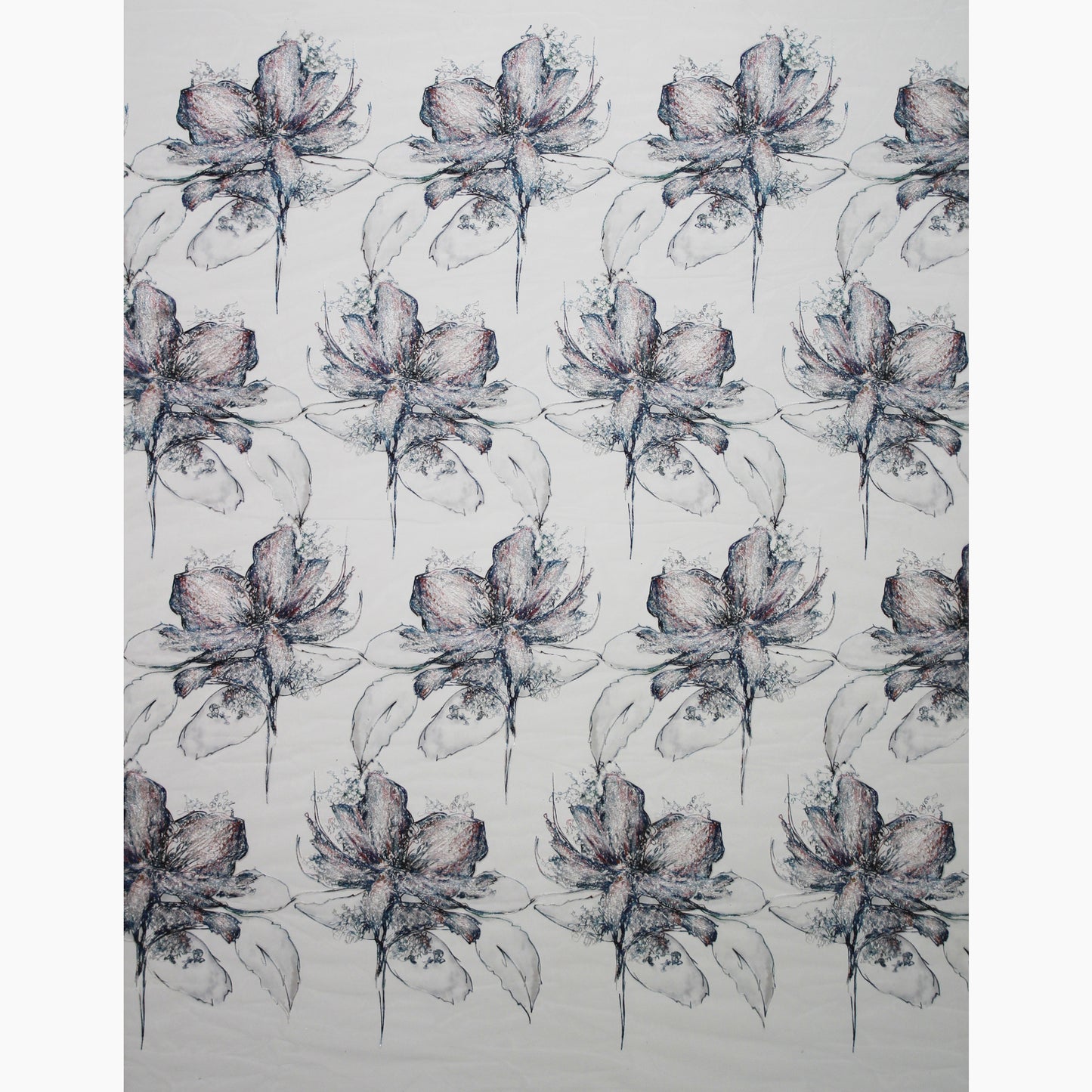 Embroidered Tulle with Large Flowers