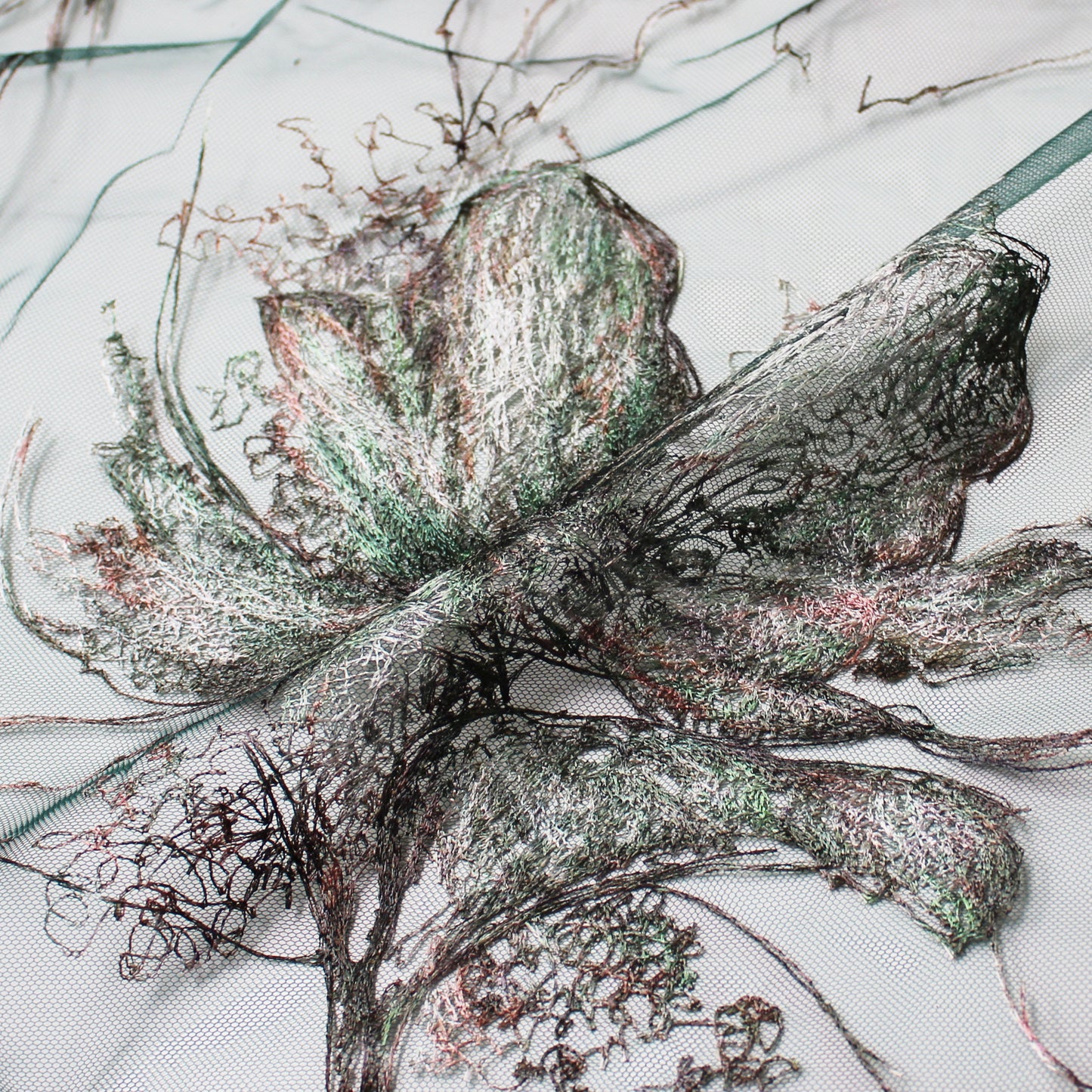 Embroidered Tulle with Large Flowers