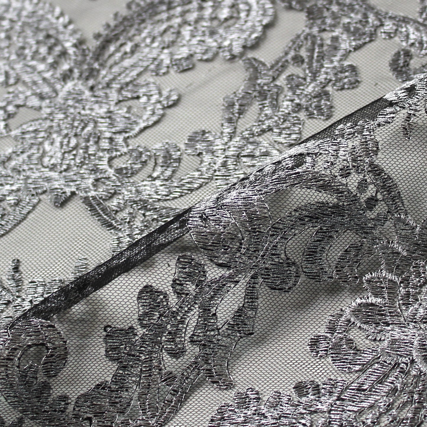 Embroidered Tulle with Lurex Arabesque Pattern
