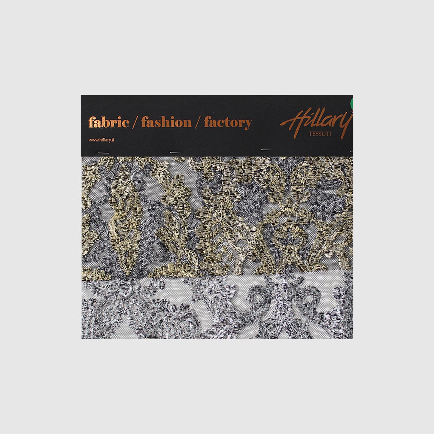 Embroidered Tulle with Lurex Arabesque Pattern Sample