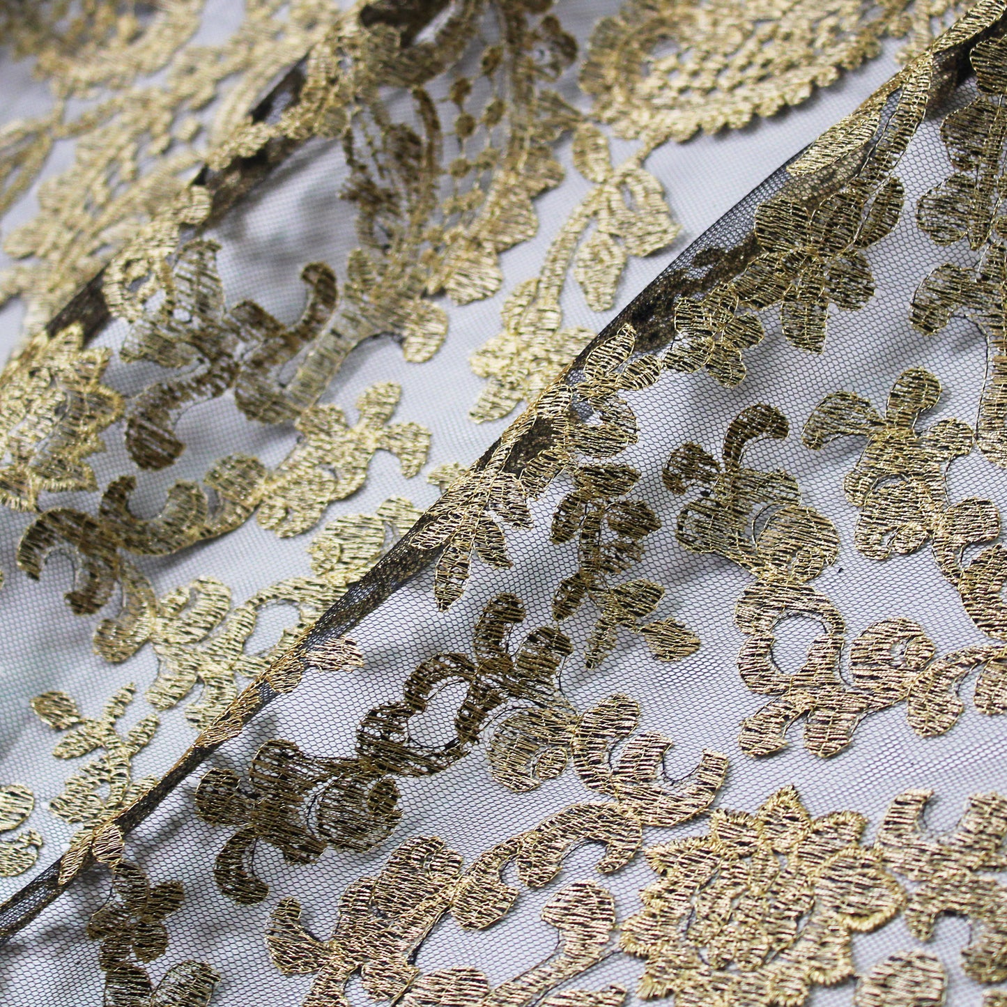 Embroidered Tulle with Lurex Arabesque Pattern