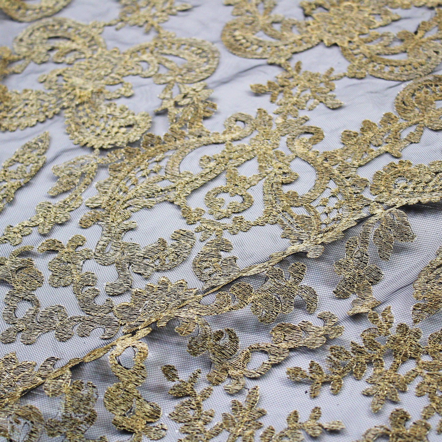 Embroidered Tulle with Lurex Arabesque Pattern