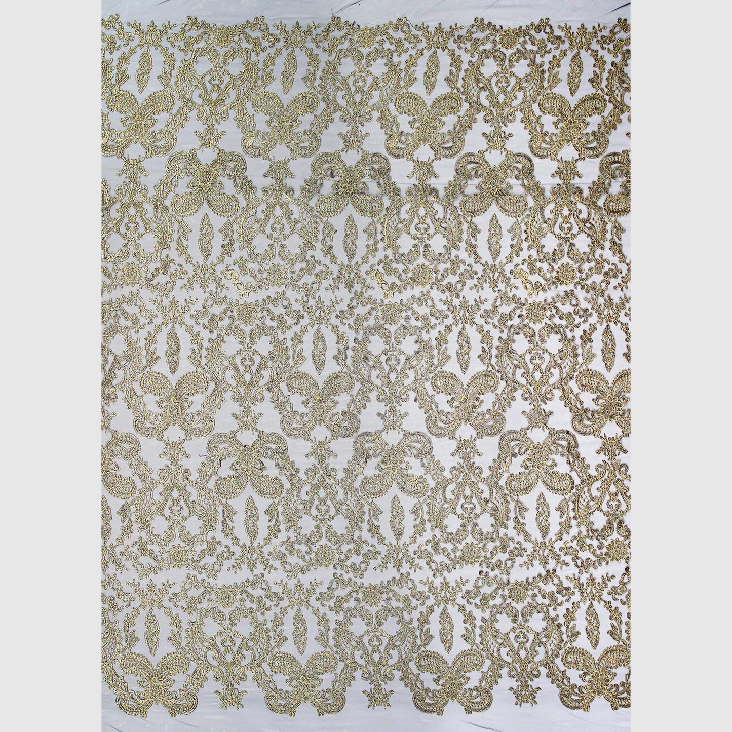 Embroidered Tulle with Lurex Arabesque Pattern