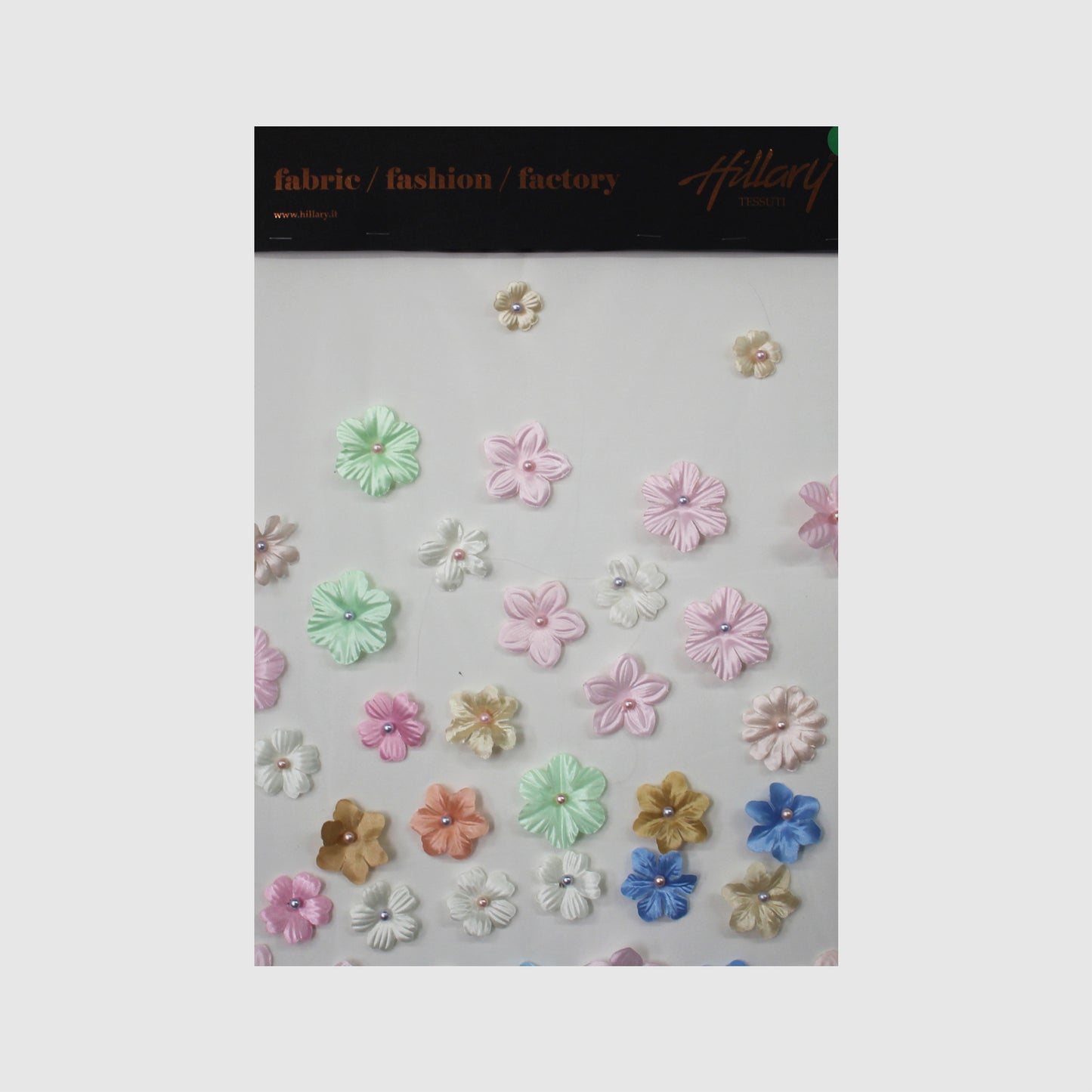 Embroidered Tulle with 3D Degradé Flowers in Multicolor Organza and Beads Sample