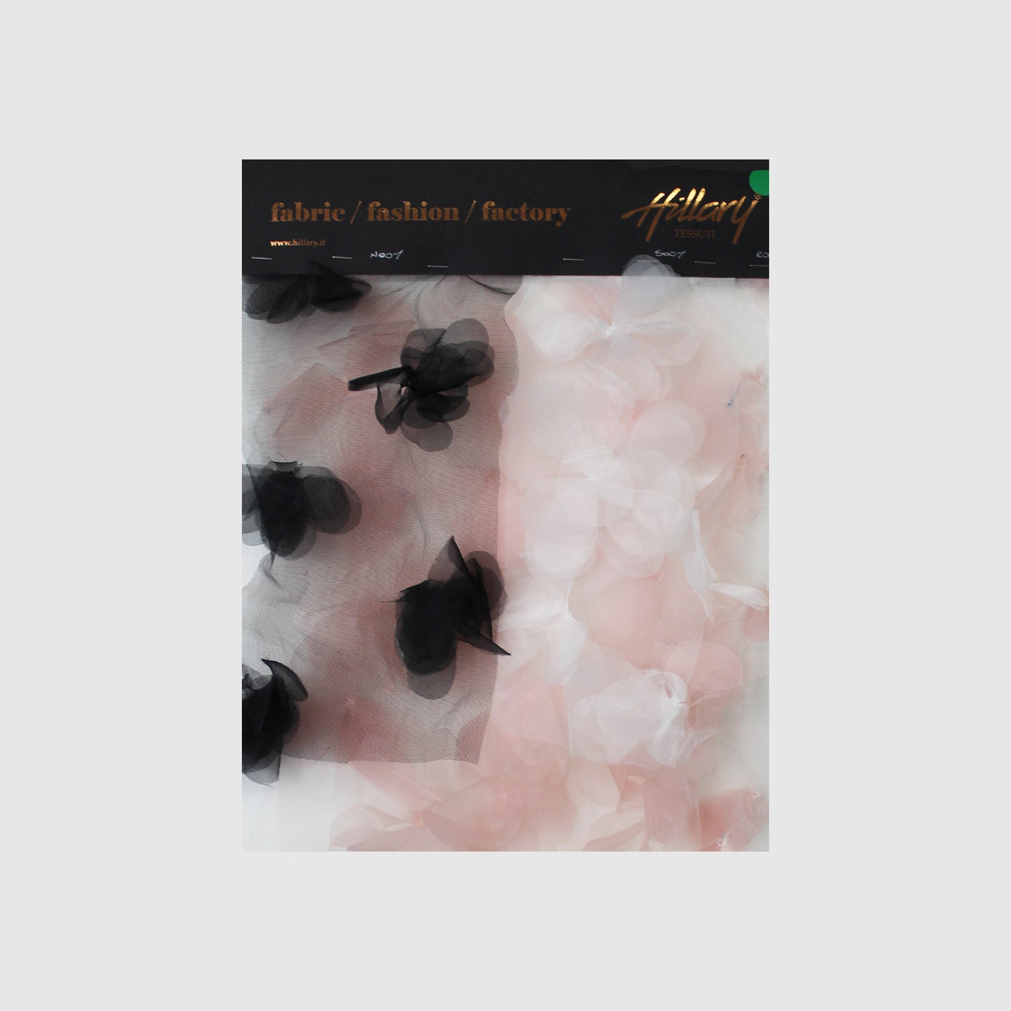 Embroidered Tulle with 3D Flowers in Organza Sample