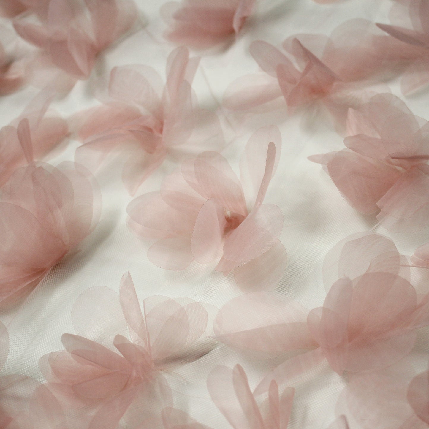 Embroidered Tulle with 3D Flowers in Organza
