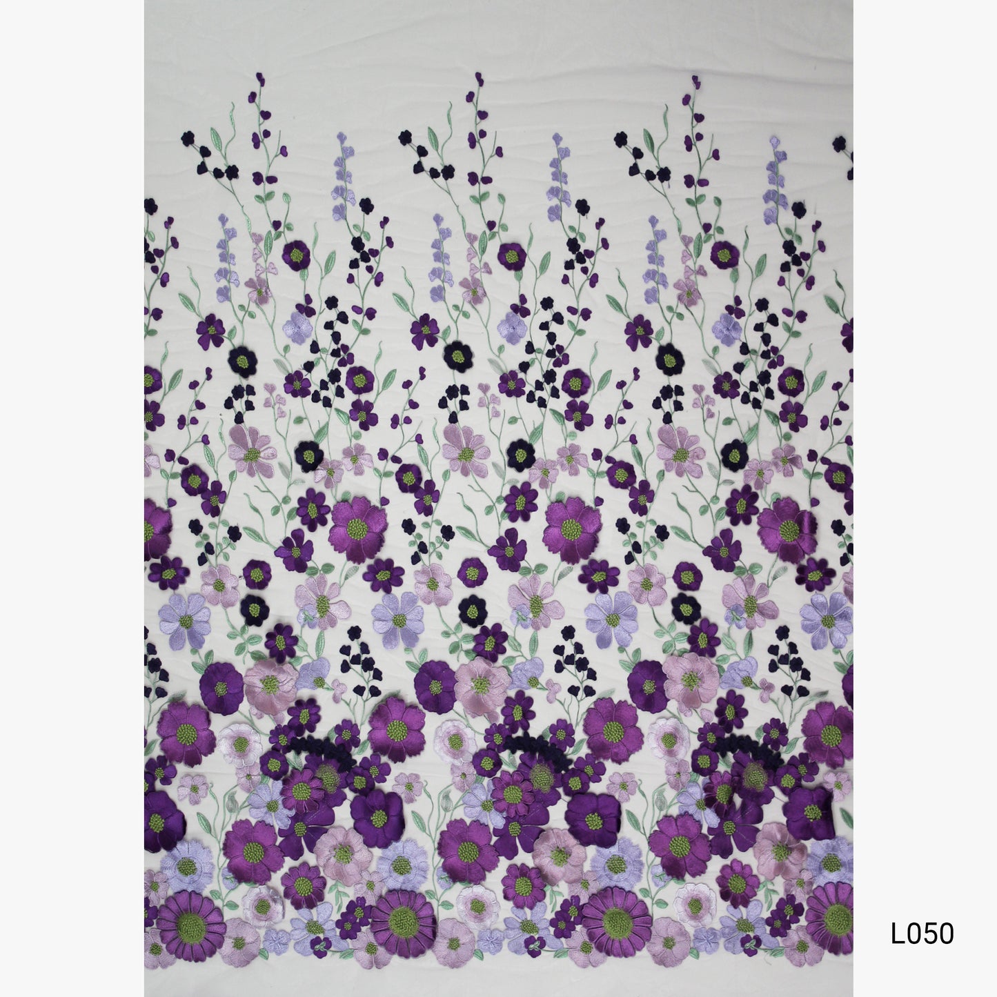 3D Multiform Flower and Leaf Embroidered Tulle