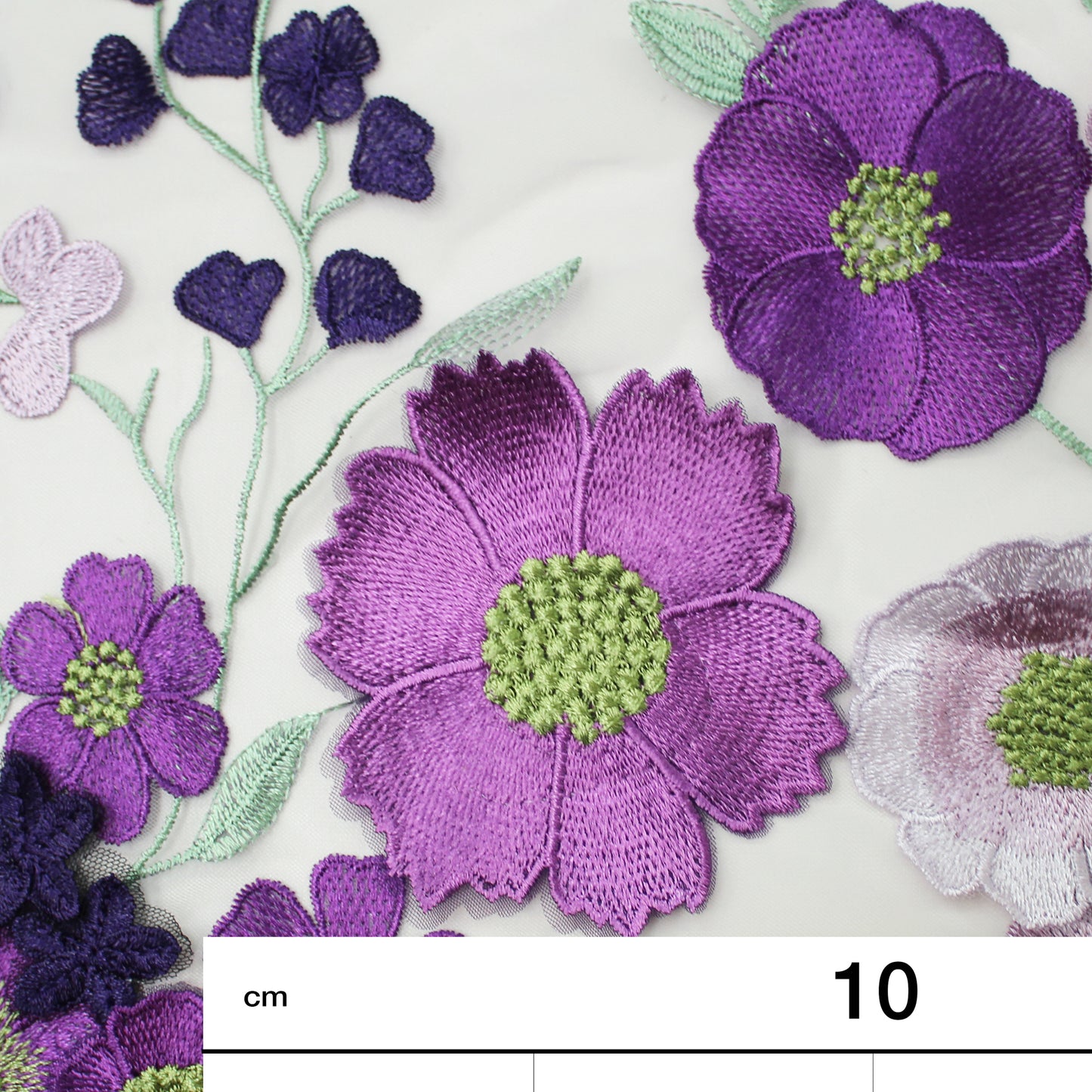 3D Multiform Flower and Leaf Embroidered Tulle