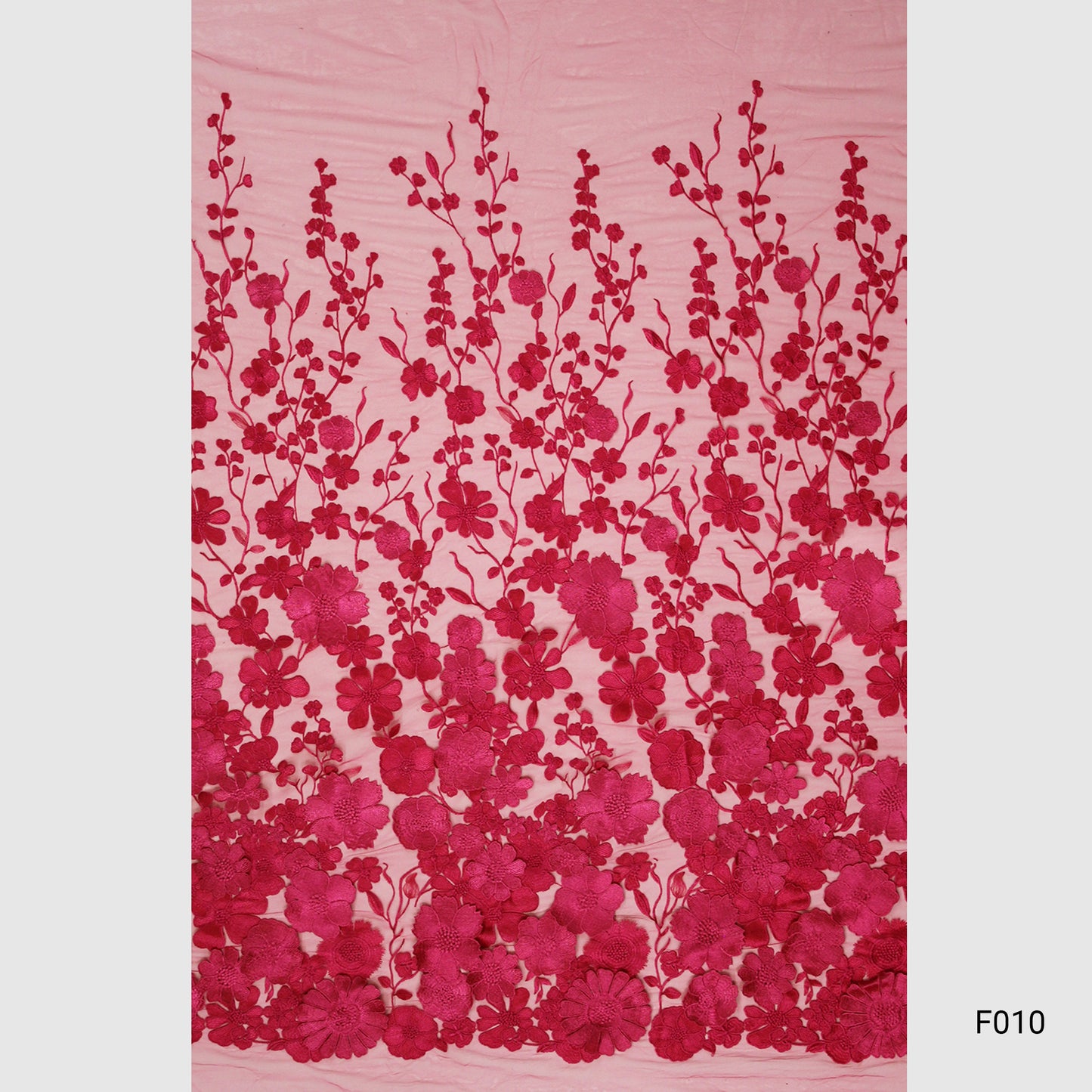 3D Multiform Flower and Leaf Embroidered Tulle