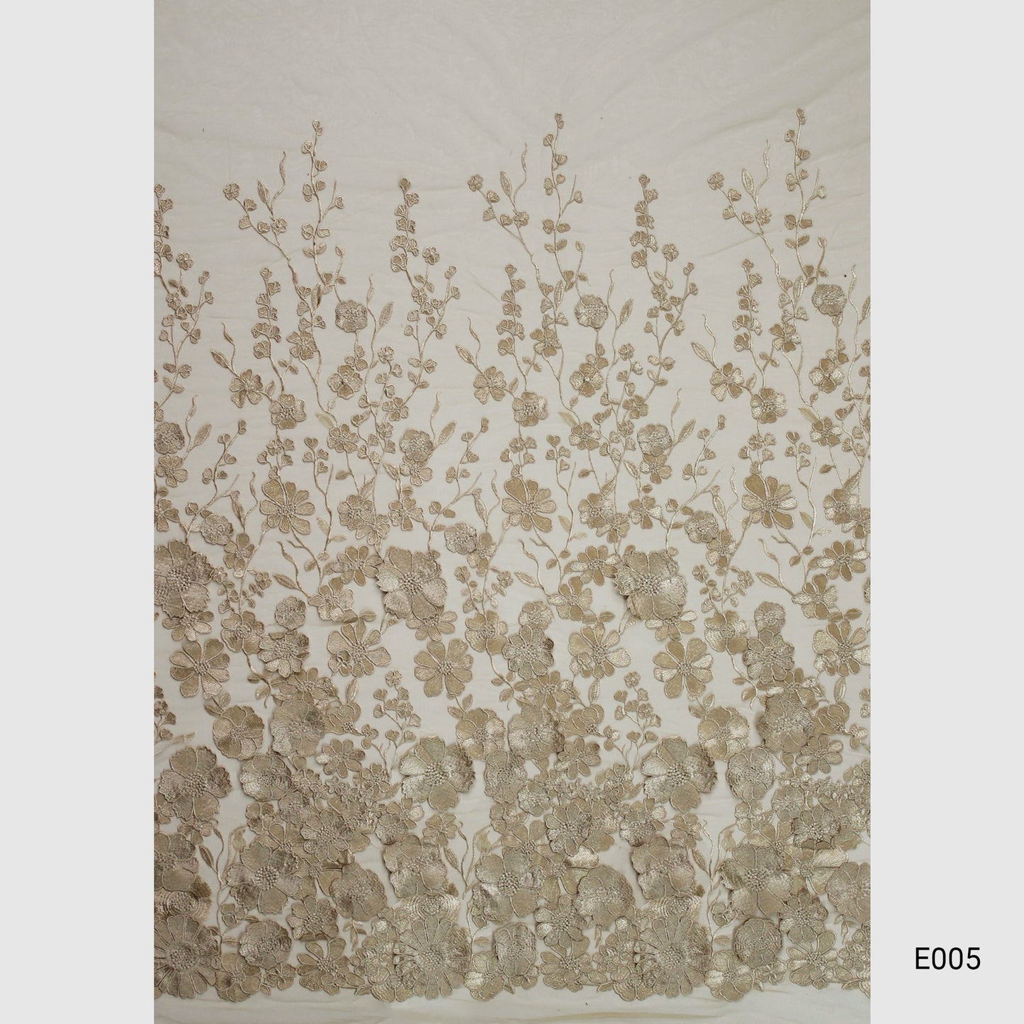 3D Multiform Flower and Leaf Embroidered Tulle