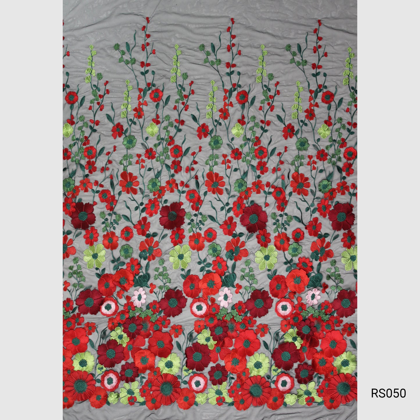3D Multiform Flower and Leaf Embroidered Tulle