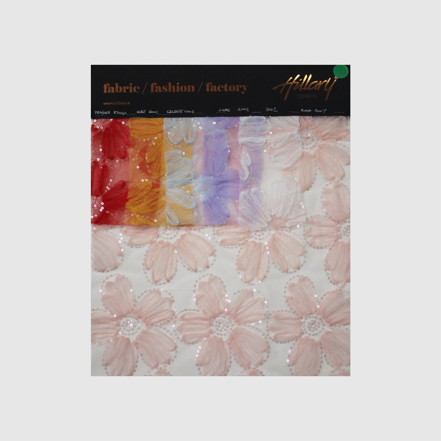 Embroidered Tulle with 3D Tulle Flowers and Paillettes Sample