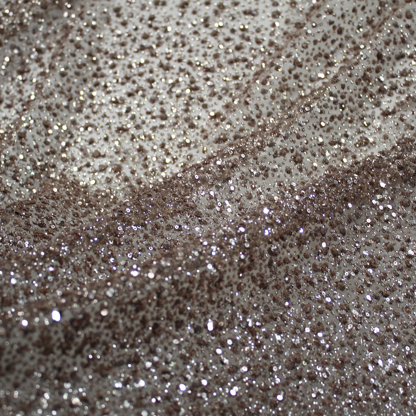 Embroidered Glitter Tulle with Double Border, 3D Puffy Degradé & Sequins