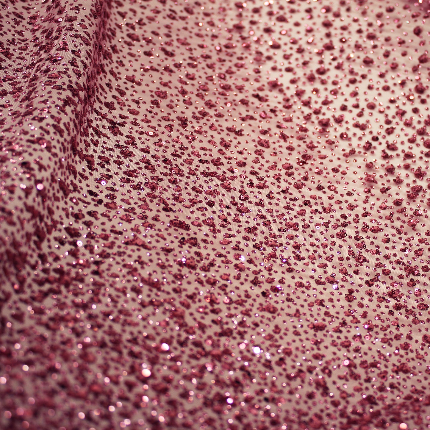 Embroidered Glitter Tulle with Double Border, 3D Puffy Degradé & Sequins