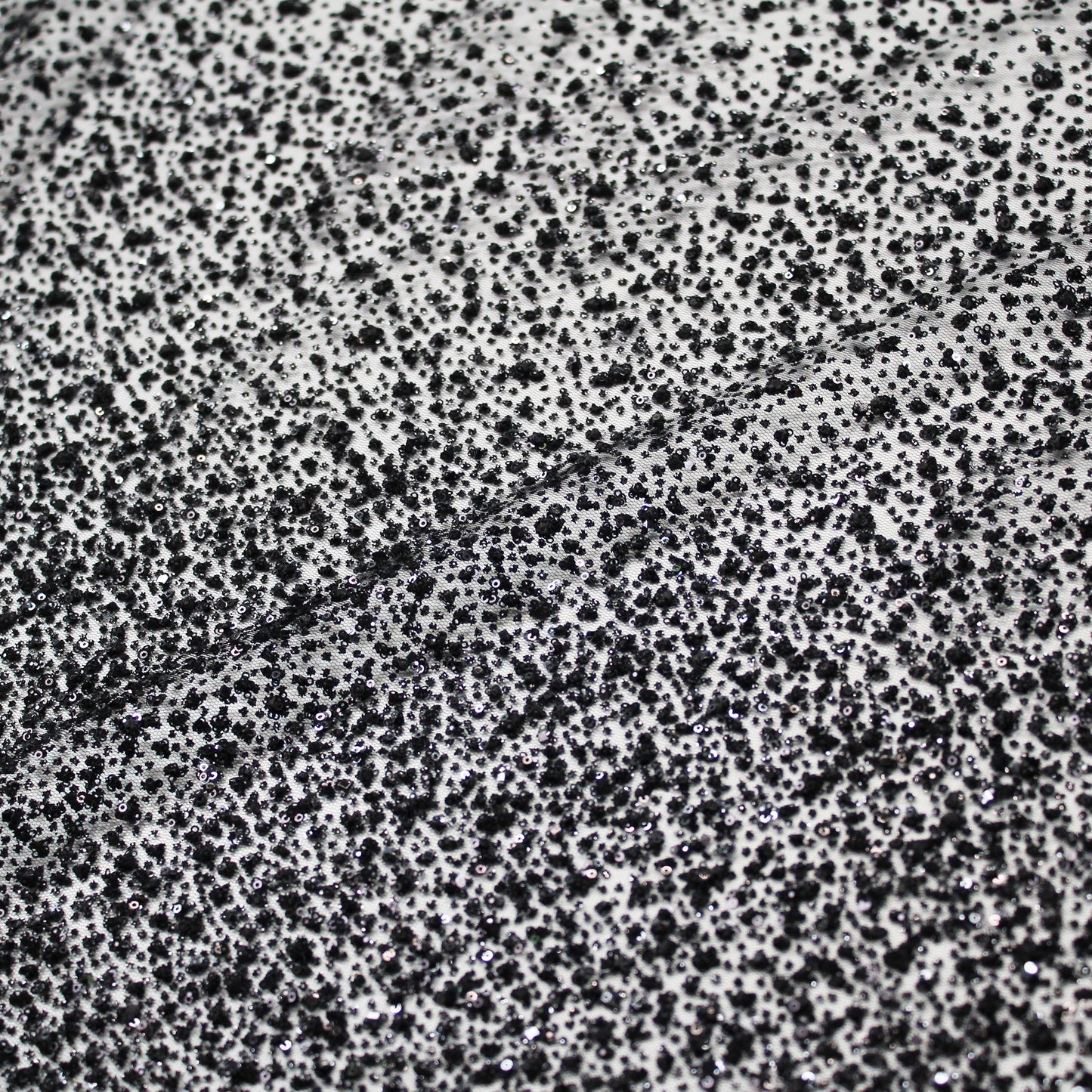 Embroidered Glitter Tulle with Double Border, 3D Puffy Degradé & Sequins