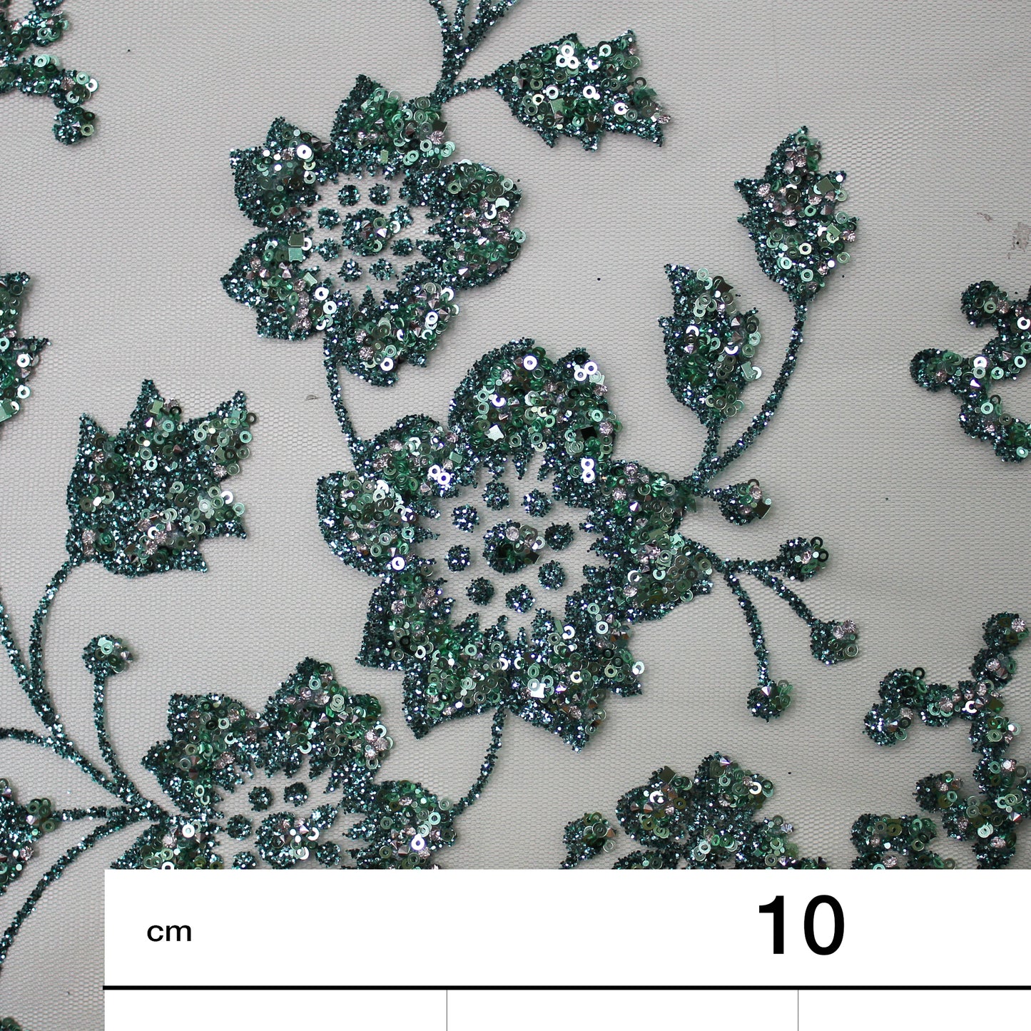 Embroidered Glitter Tulle with 3D Sequin Flowers