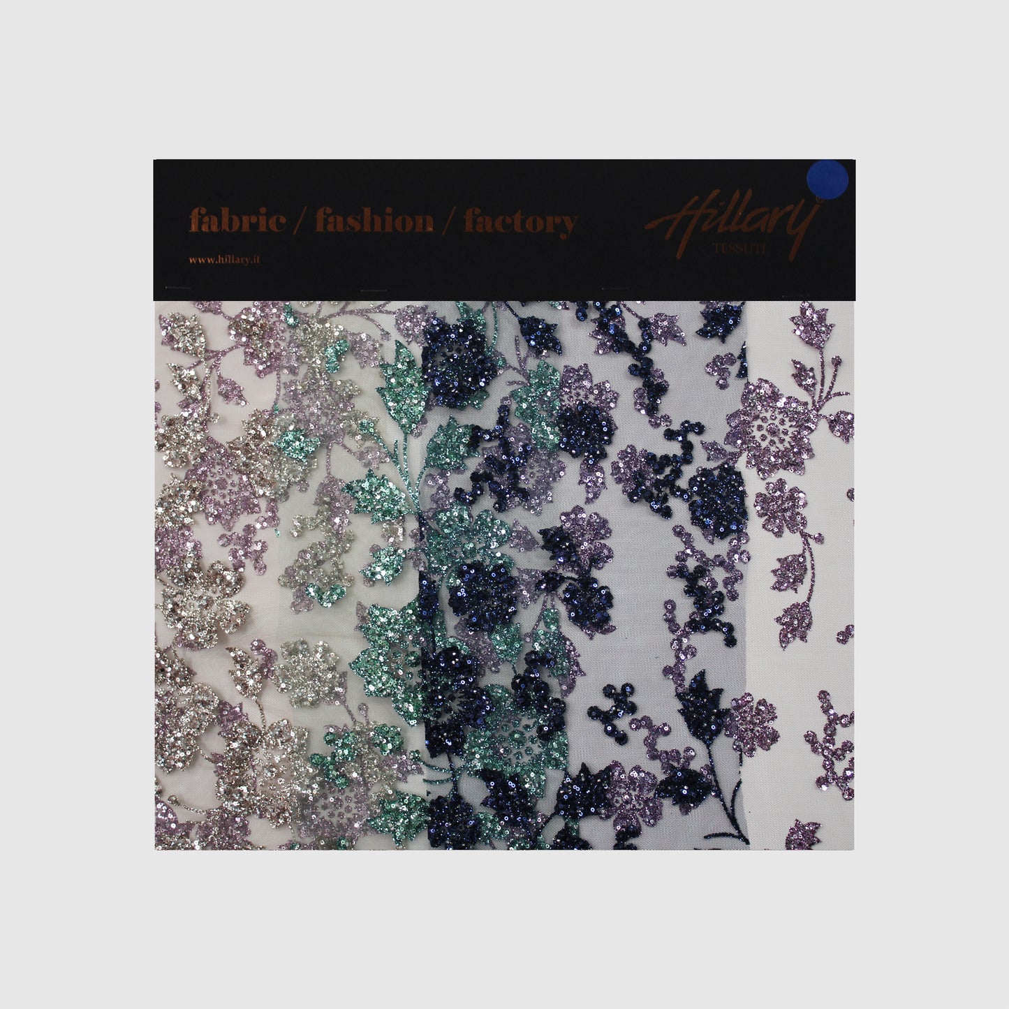 Embroidered Glitter Tulle with 3D Sequin Flowers Sample