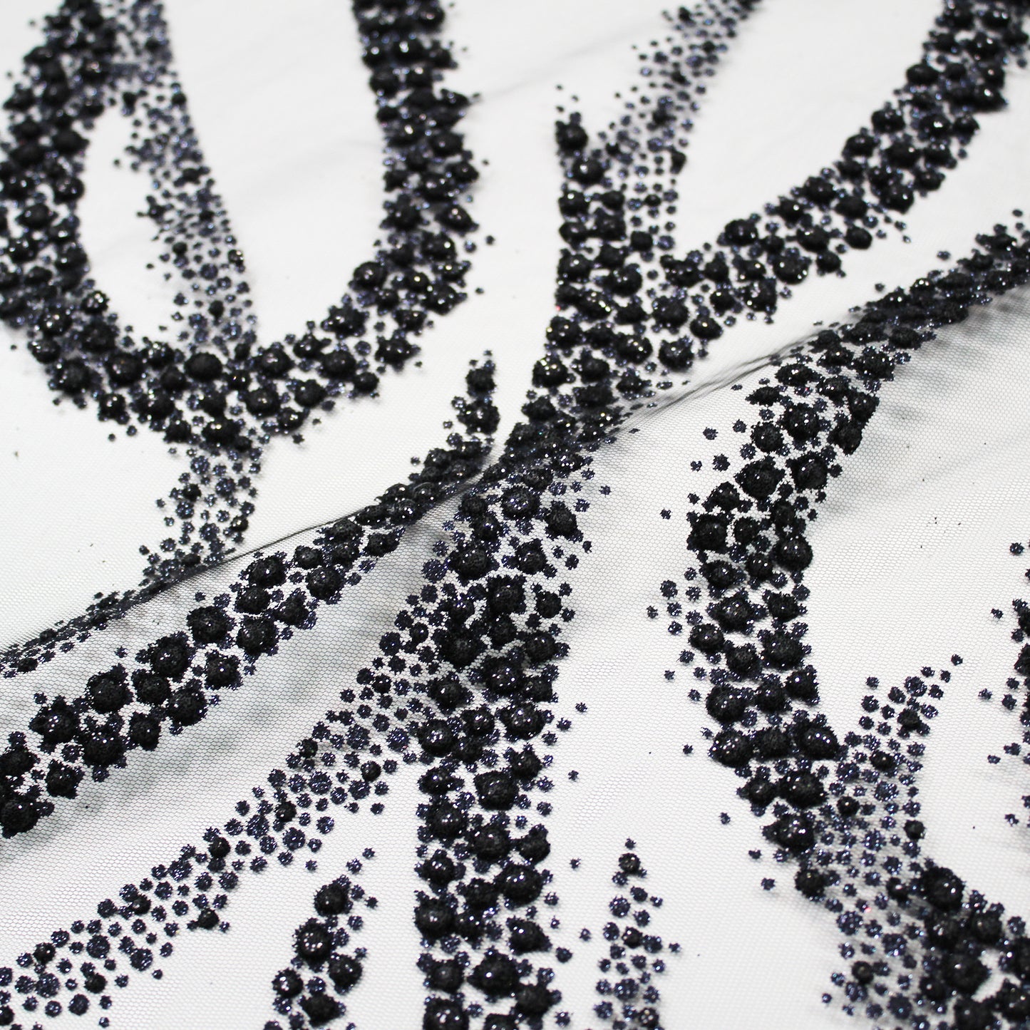 Embroidered Glitter Tulle with Wave Interlacing
