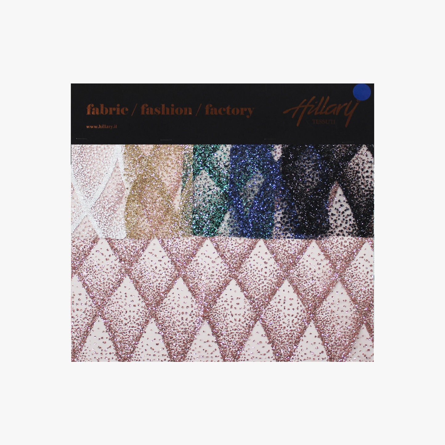 Embroidered Glitter Tulle with Regular Wave Weave and Geometric Pattern Sample