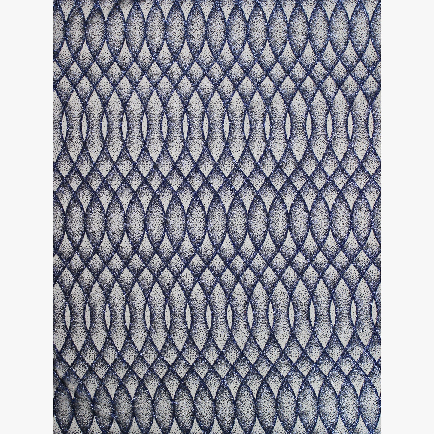 Embroidered Glitter Tulle with Regular Wave Weave and Geometric Pattern