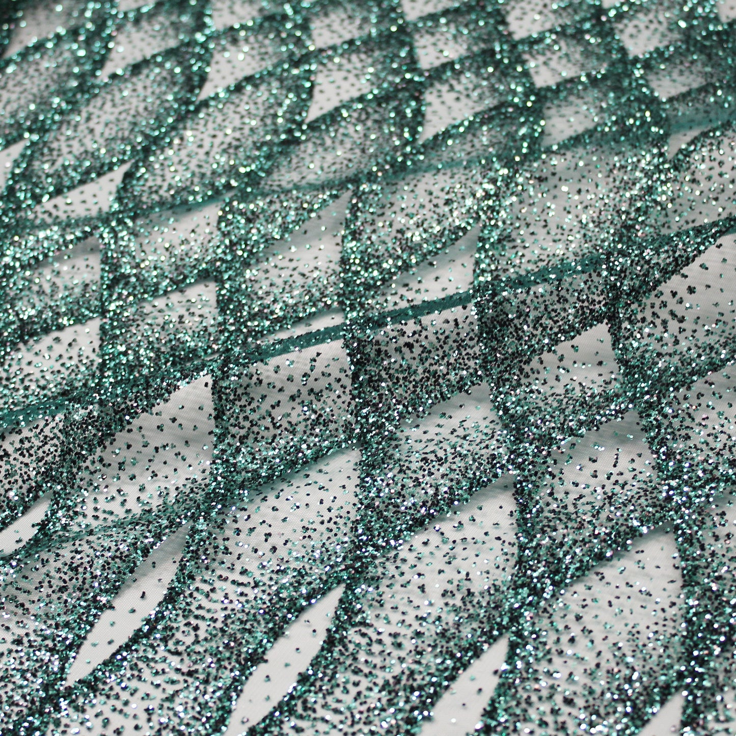 Embroidered Glitter Tulle with Regular Wave Weave and Geometric Pattern