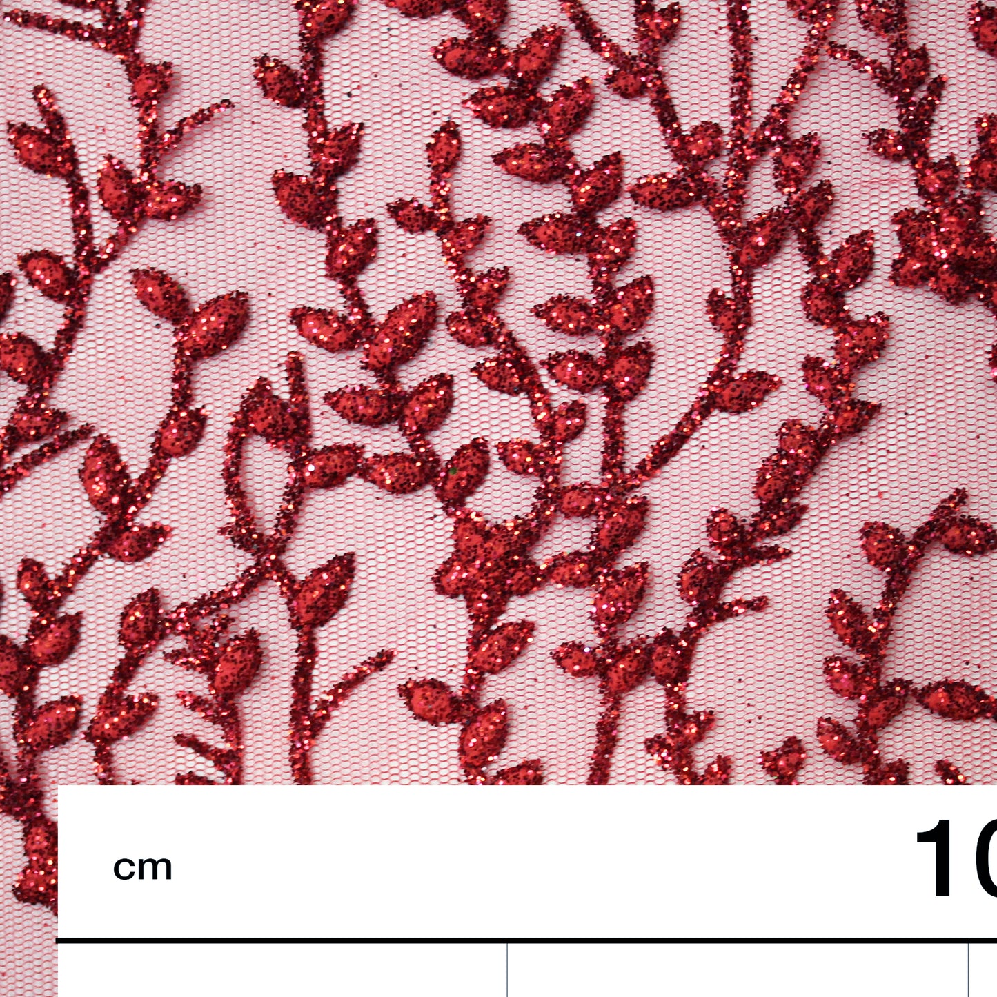 Embroidered Glitter Tulle with Branches Pattern and Small Flowers