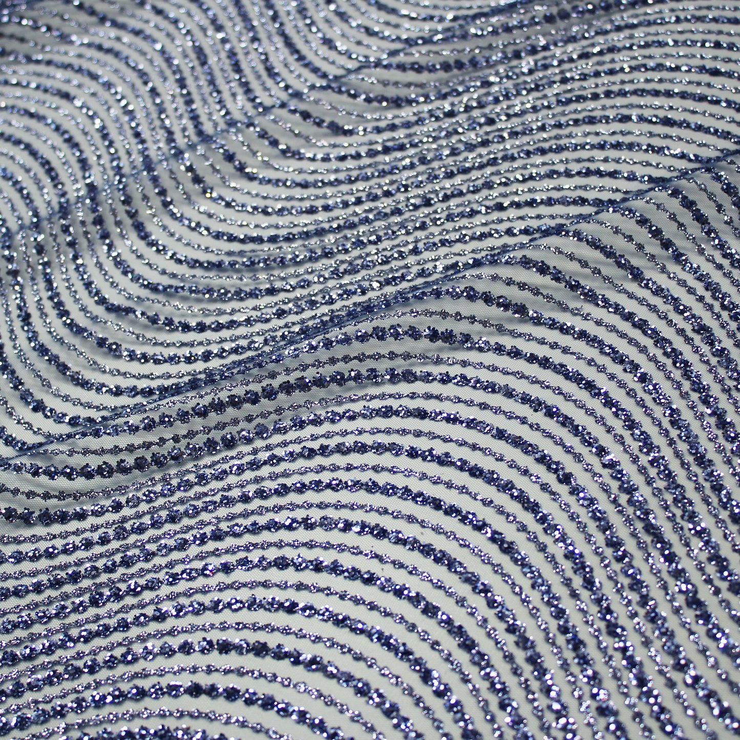 Embroidered Glitter Tulle with Waves