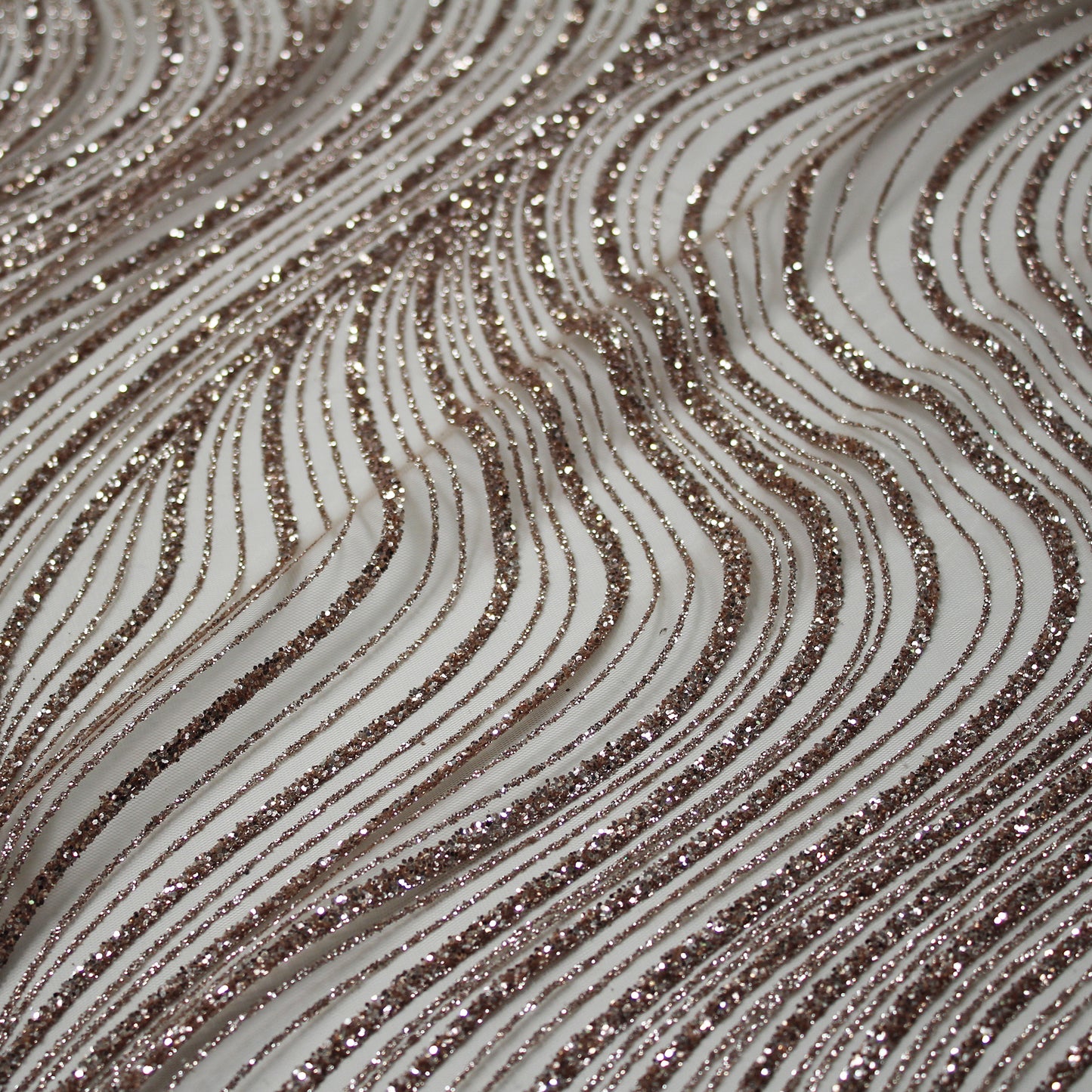 Embroidered Glitter Tulle with Irregular Waves