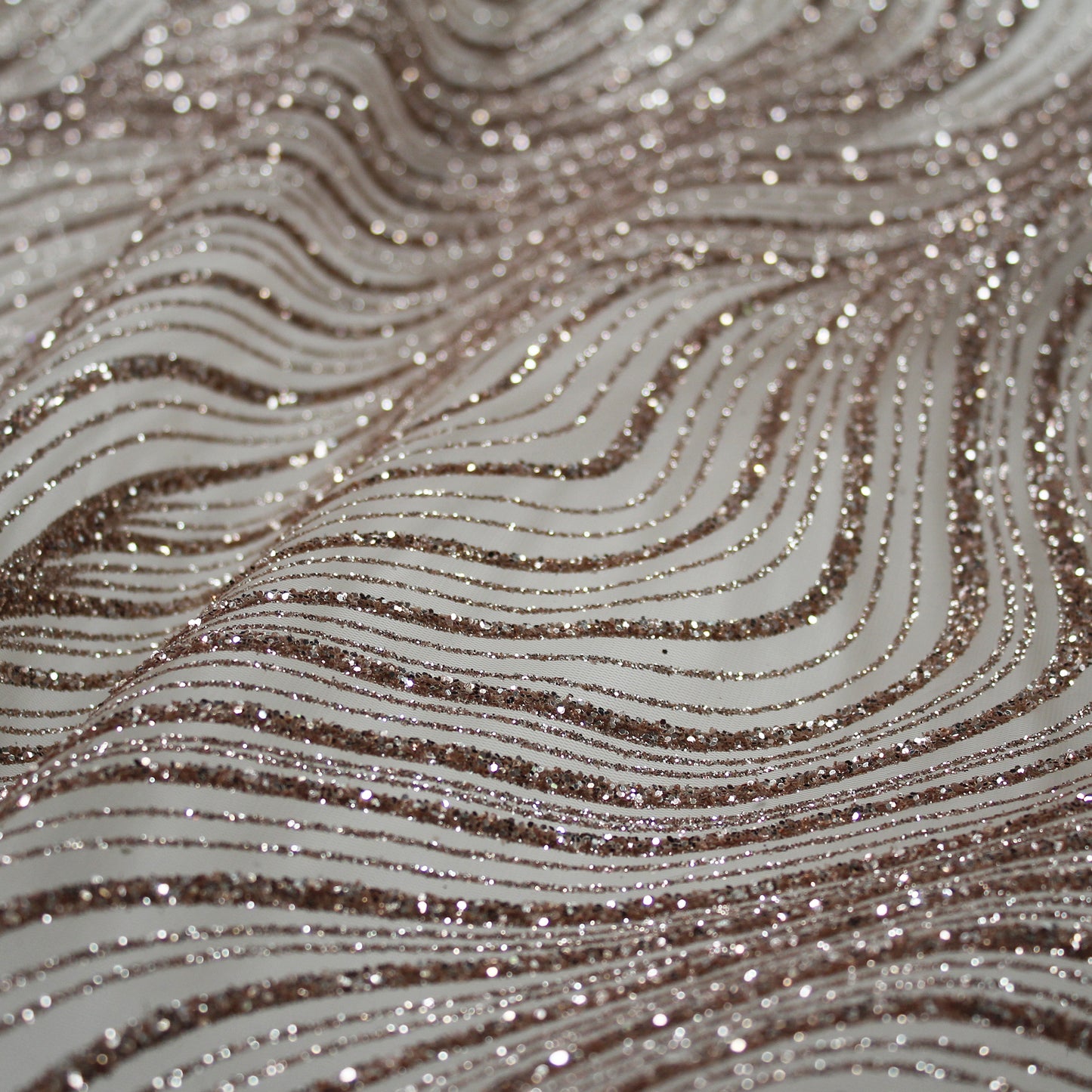 Embroidered Glitter Tulle with Irregular Waves