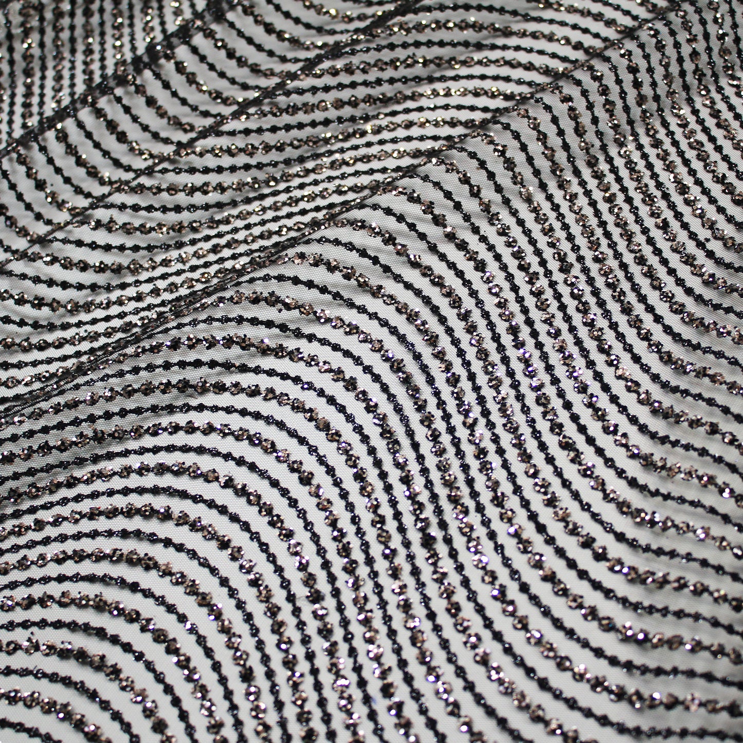 Embroidered Glitter Tulle with Waves