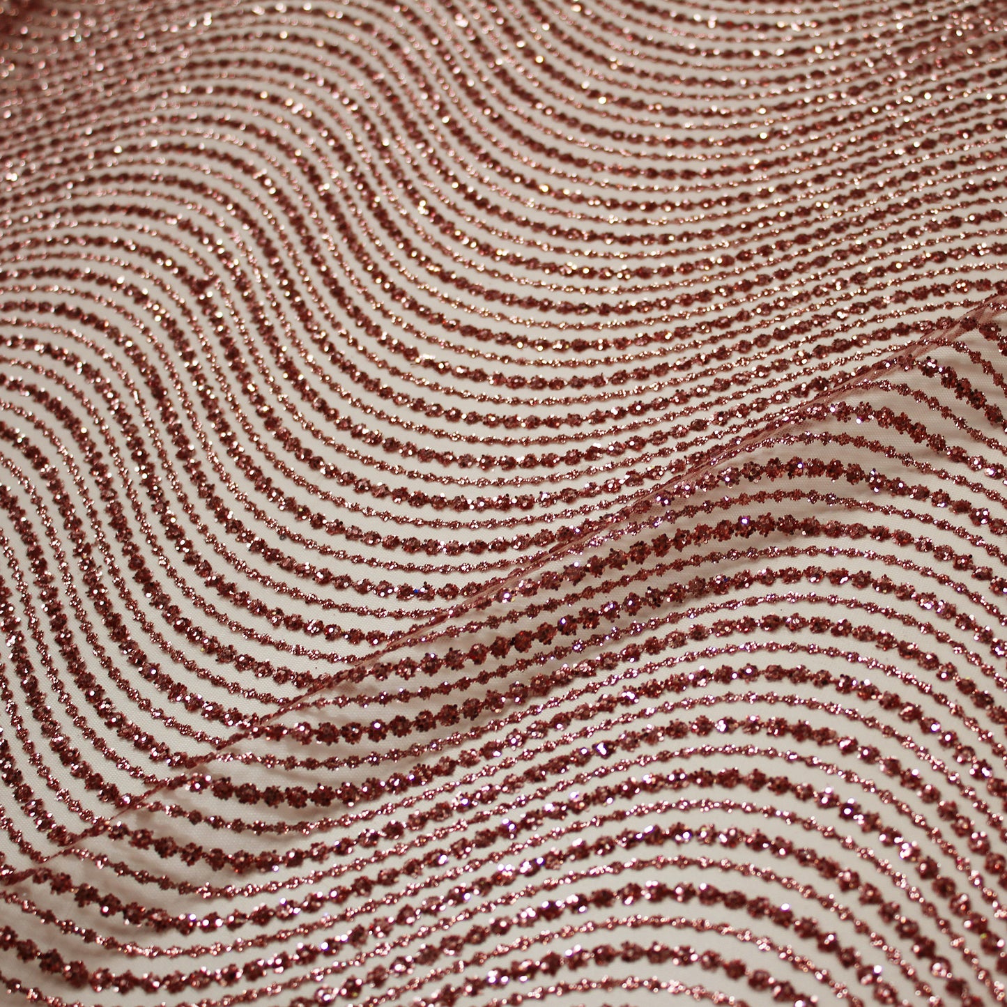 Embroidered Glitter Tulle with Waves