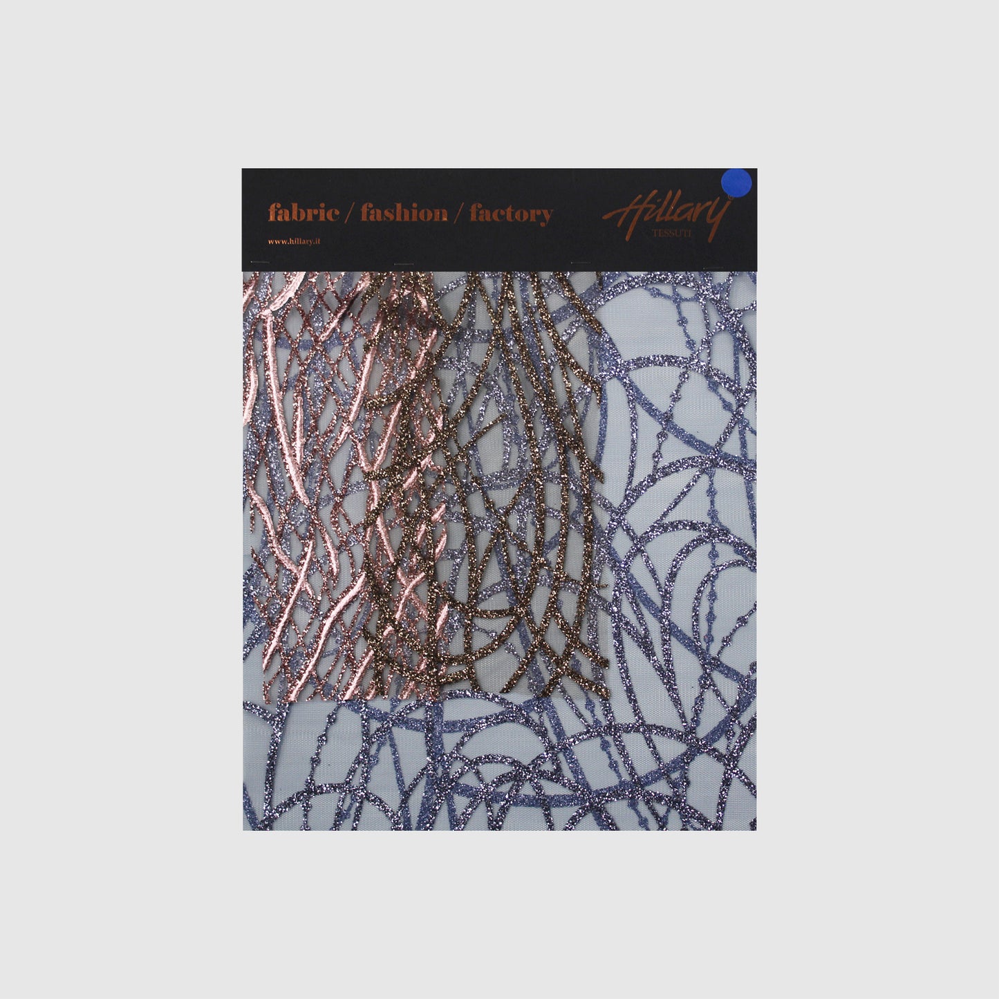Embroidered Glitter Tulle with Scribbled Interlaced Curved Circular Lines Sample
