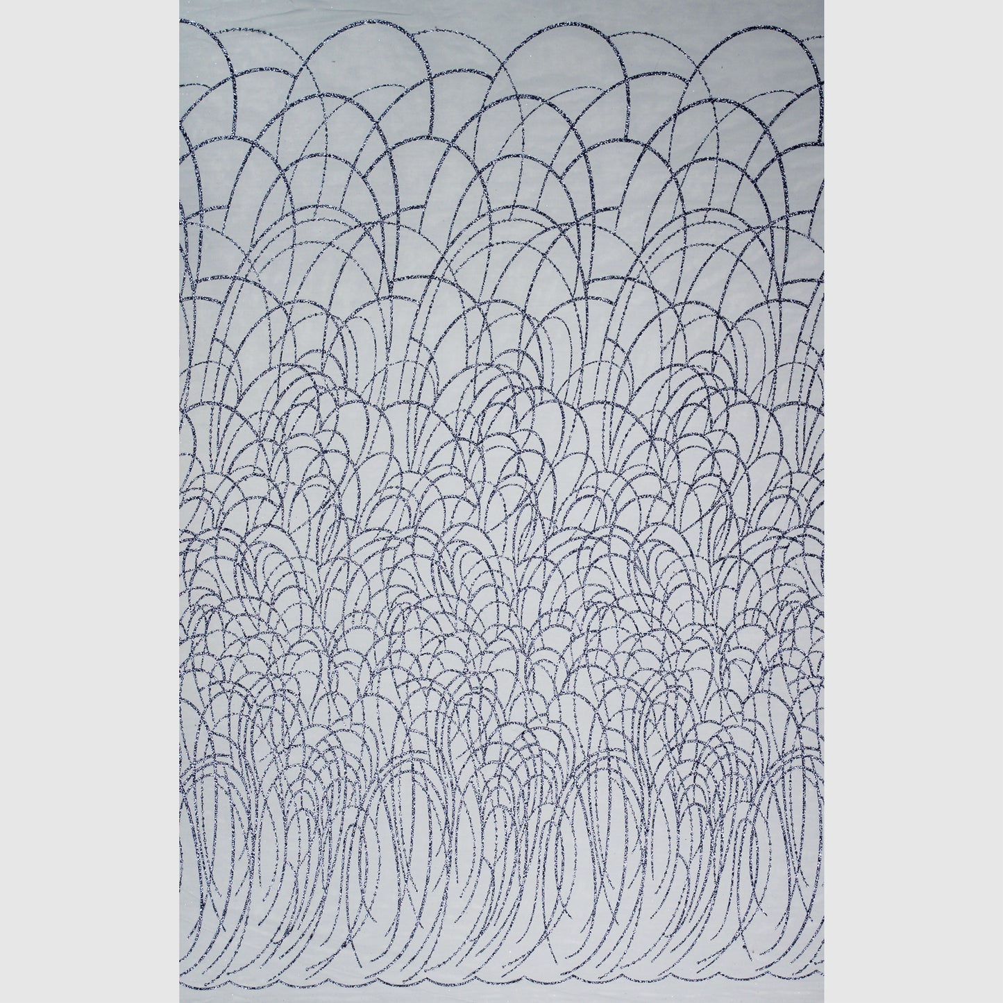 Embroidered Glitter Tulle with Scribbled Interlaced Curved Circular Lines