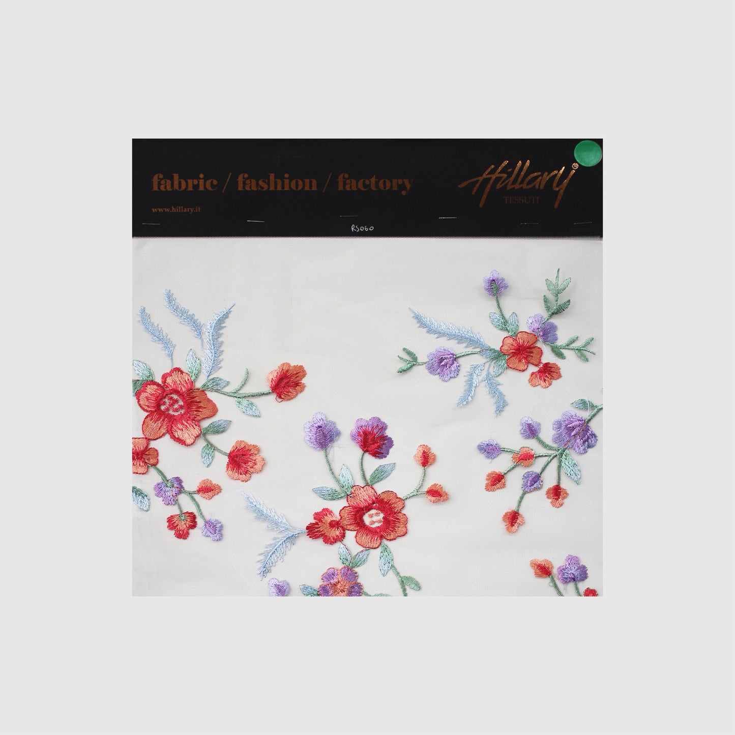 Embroidered Nude Tulle With Coral Lurex Flowers