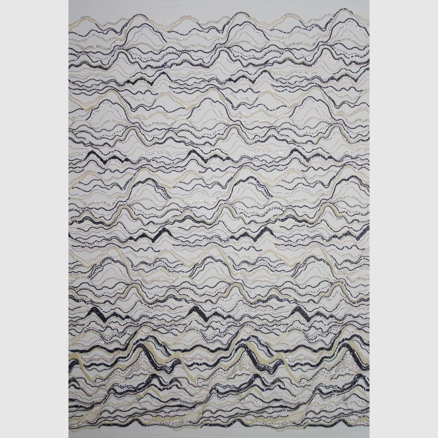 Embroidered Tulle with Multicolor Sequins and Natural Wave Pattern