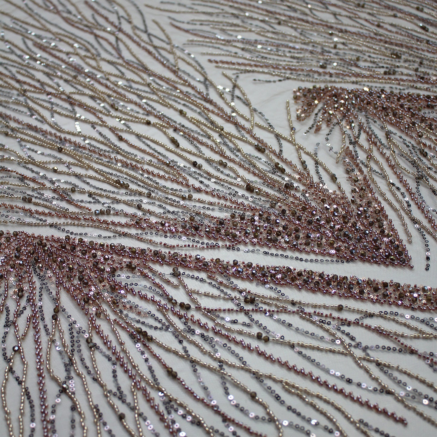 Embroidered Tulle with Multicolor Sequins and Natural Branches Pattern