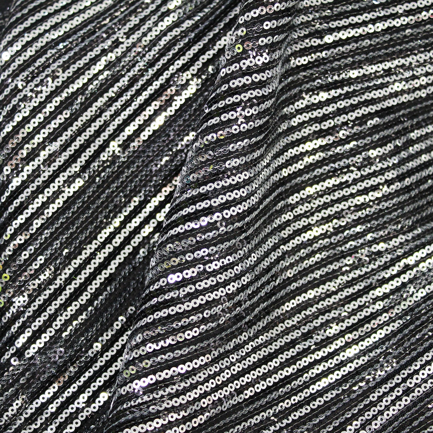 Embroidered Tulle with Full-Field Vertical Sequin Stripes