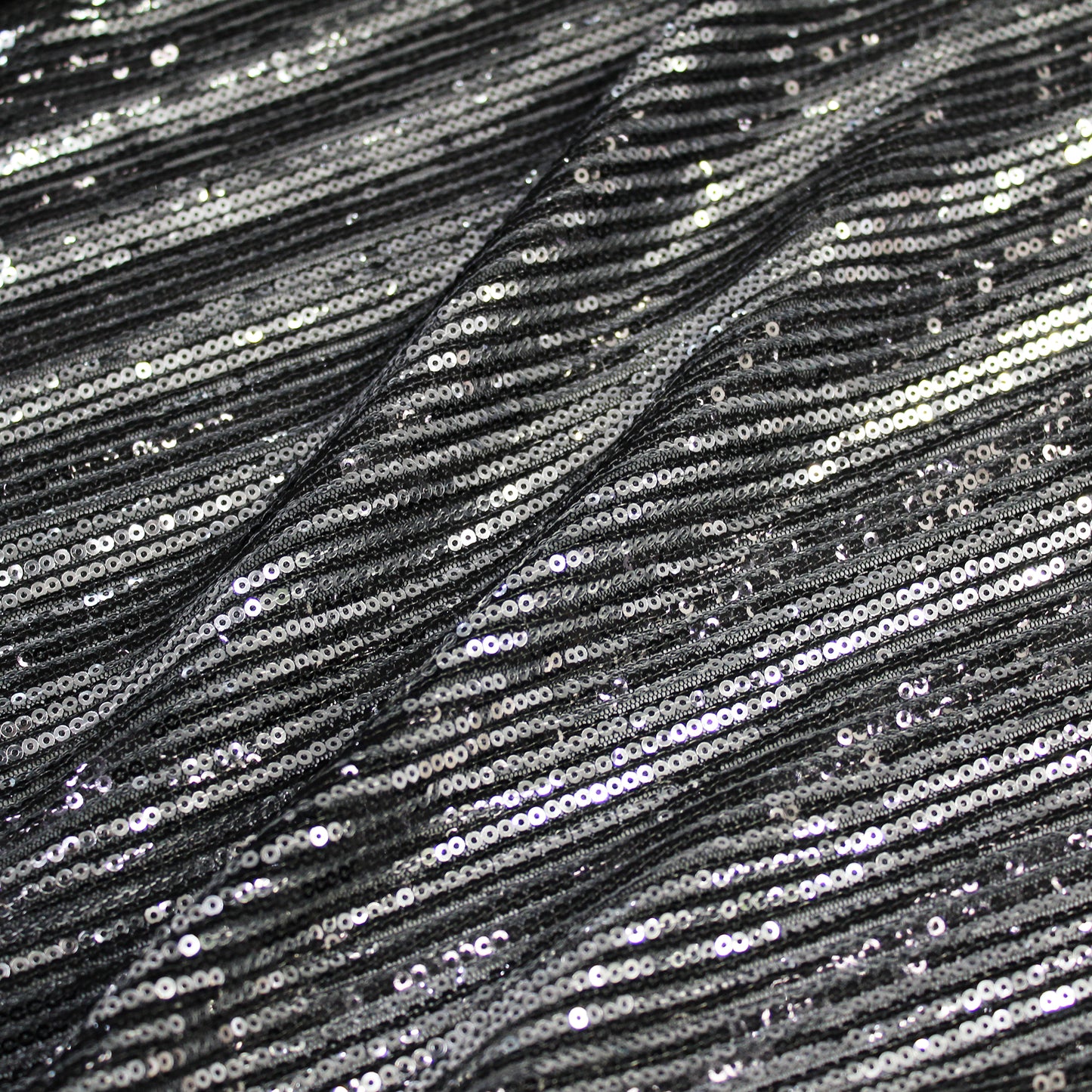 Embroidered Tulle with Full-Field Vertical Sequin Stripes