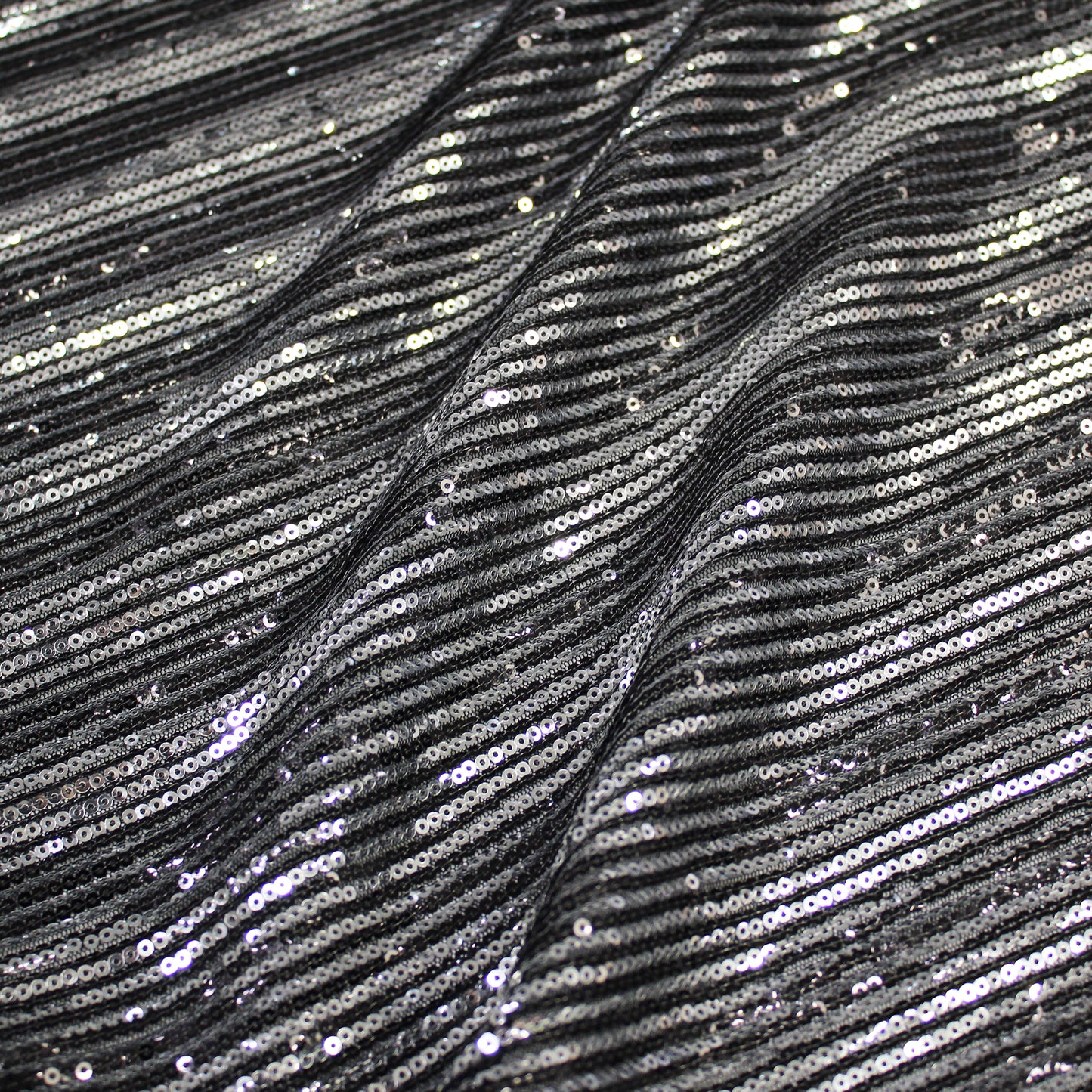 Embroidered Tulle with Full-Field Vertical Sequin Stripes
