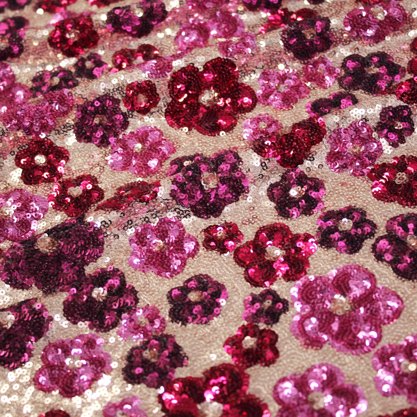Sequin Embroidered Tulle with Full Coverage and Multicolor Flowers