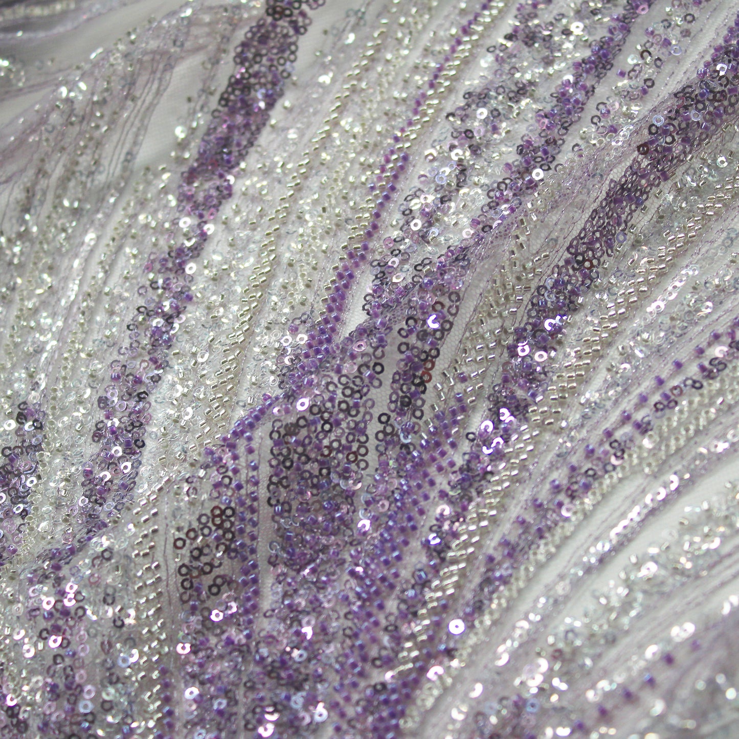 Embroidered Tulle with Paillettes and Corals, Copper Effect, Mermaid Tail
