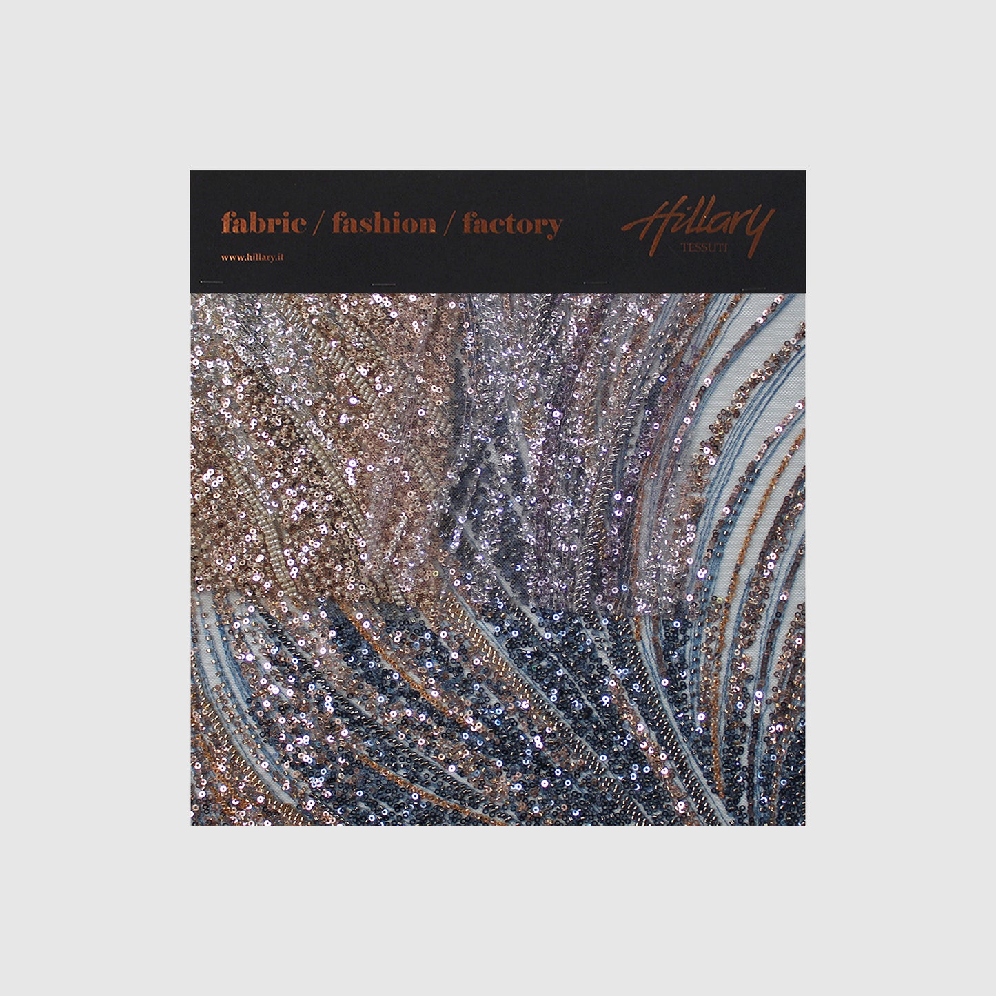 Embroidered Tulle with Paillettes and Corals, Copper Effect, Mermaid Tail