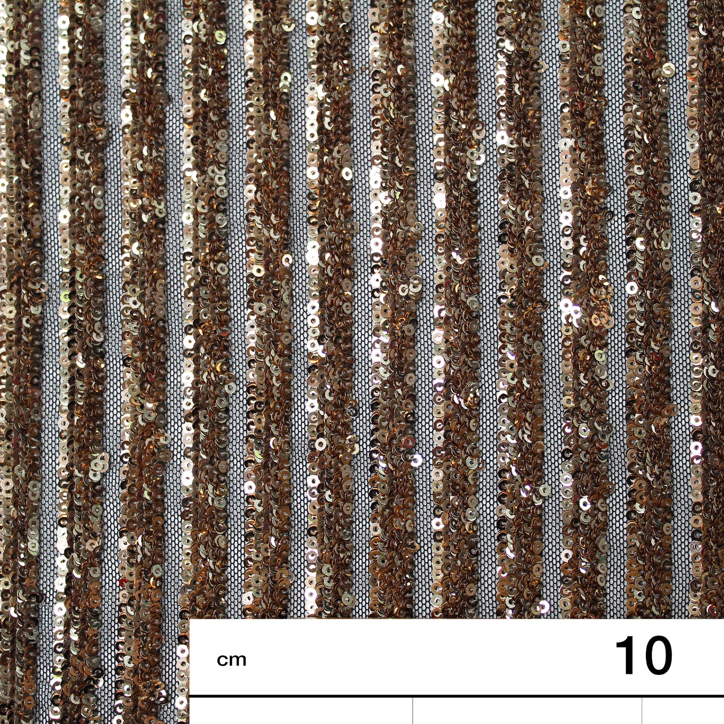 Tulle Ricamato con Paillettes a Fasce Orizzontali