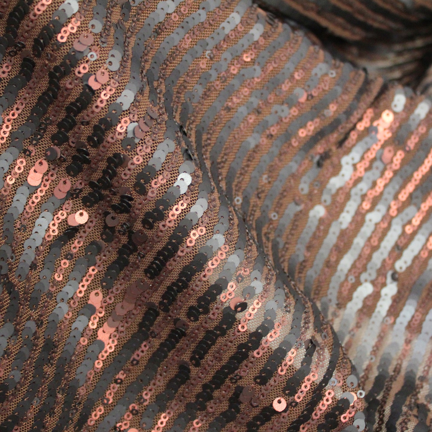 Embroidered Tulle with Vertical Paillette Stripes