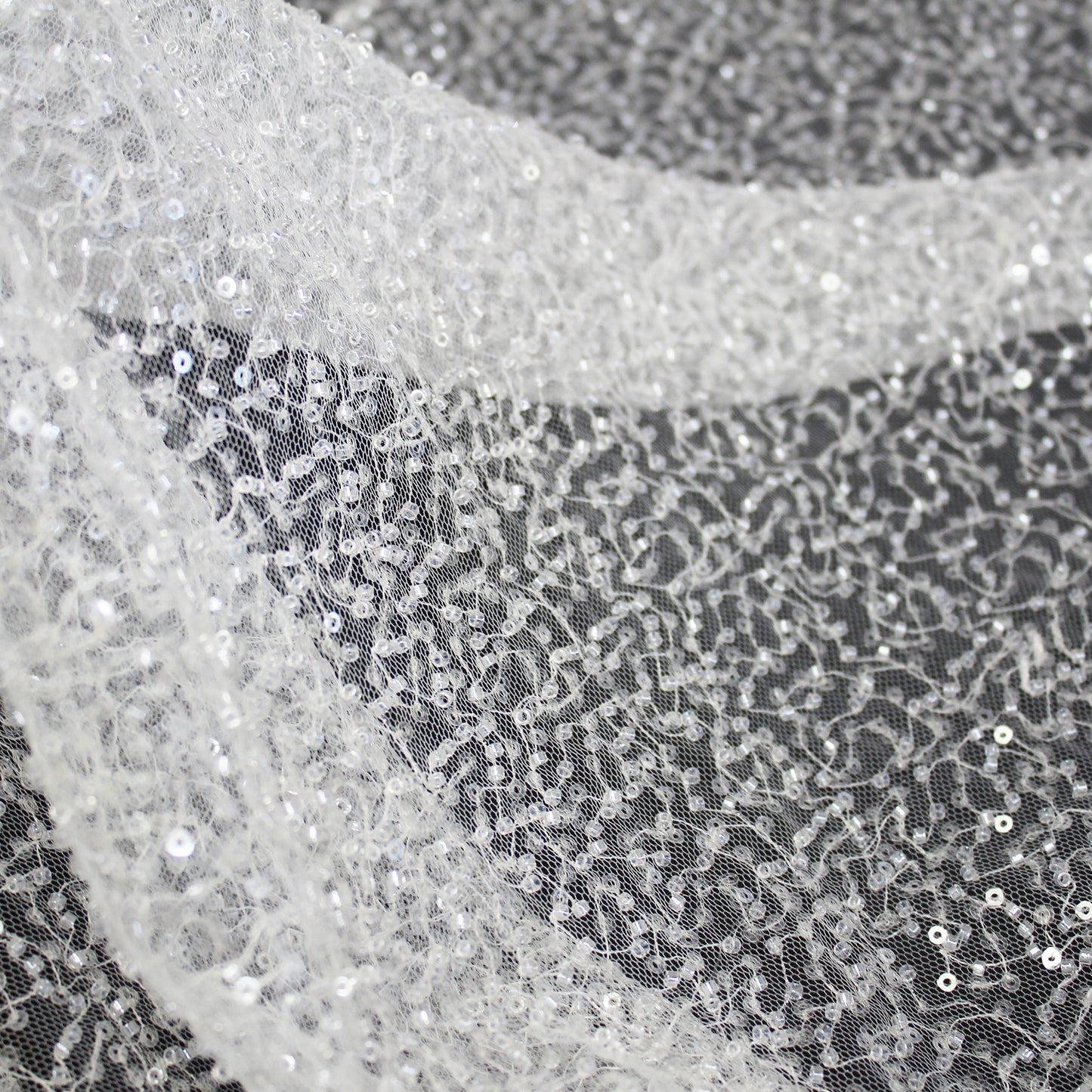 Embroidered Tulle with Paillettes and Beads at Full Coverage