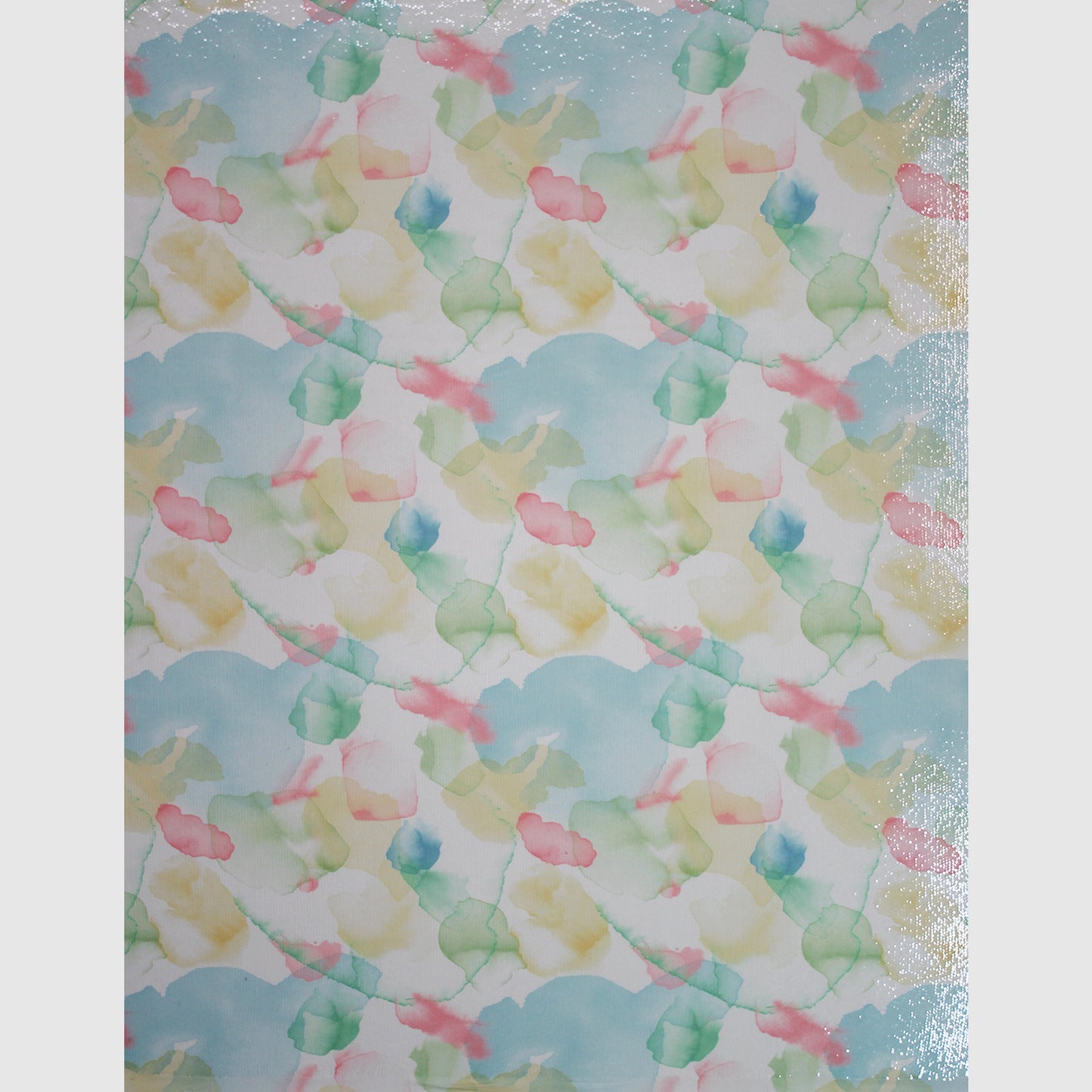 Tulle Ricamato Paillettes con Stampa Acquerello Multicolor