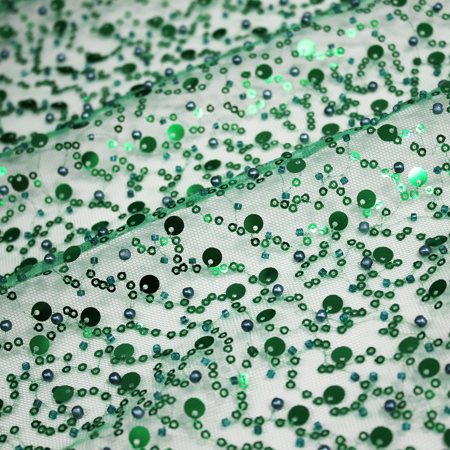 Embroidered Tulle with Pearls, Corals, and Multiform Sequins in Full Field